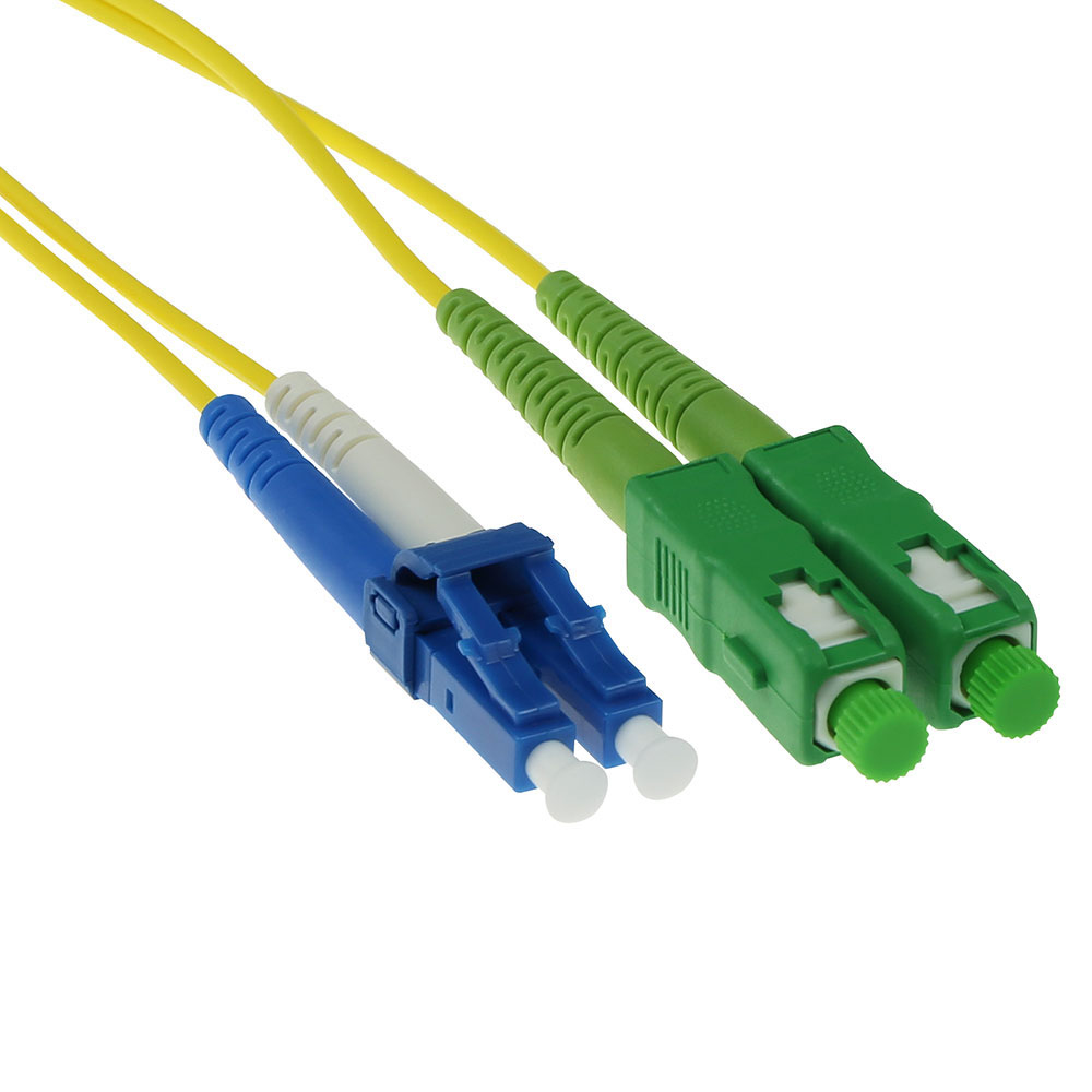ACT 5 meter LSZH Singlemode 9/125 OS2 fiber patch cable duplex with SC/APC and LC/PC connectors