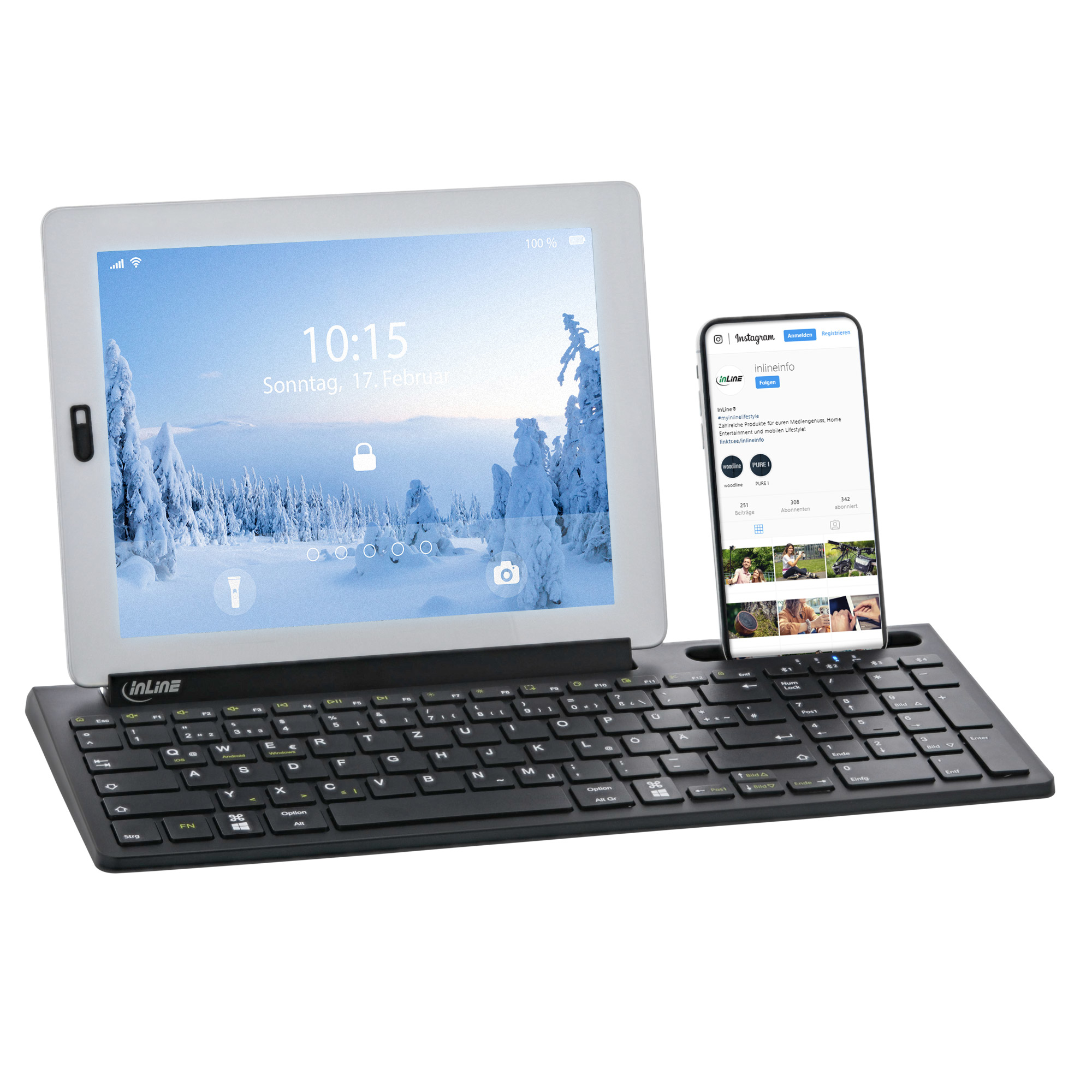 InLine Bluetooth Alu Keyboard with Number Pad, for 4 Bluetooth devices, black – image 5