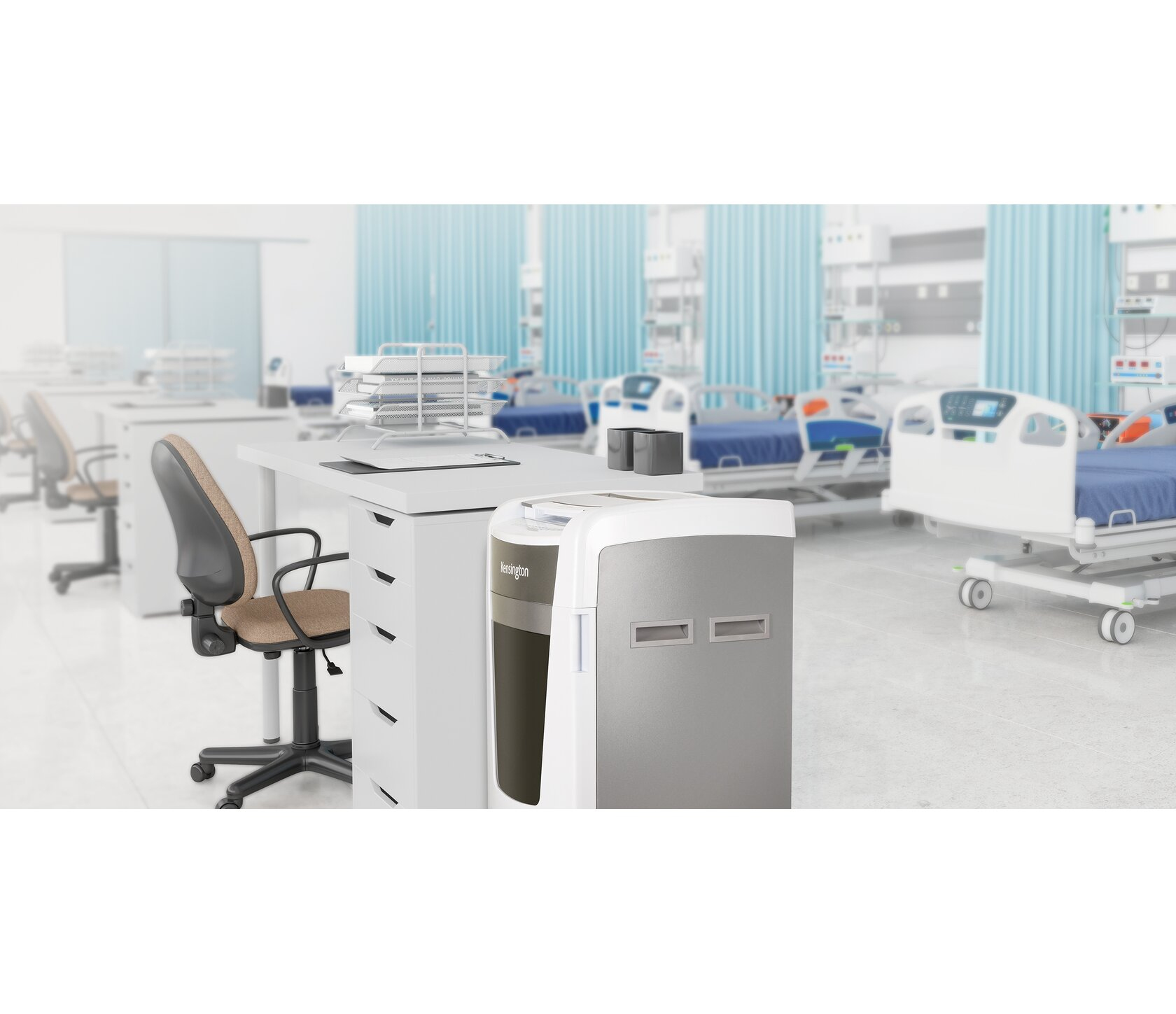 Resim Kensington OfficeAssist A6000 Mikro Kesim Kağıt İmha Makinesi, 55 dB, 2x15 mm Parçalama Boyutu, 110 L Hazne