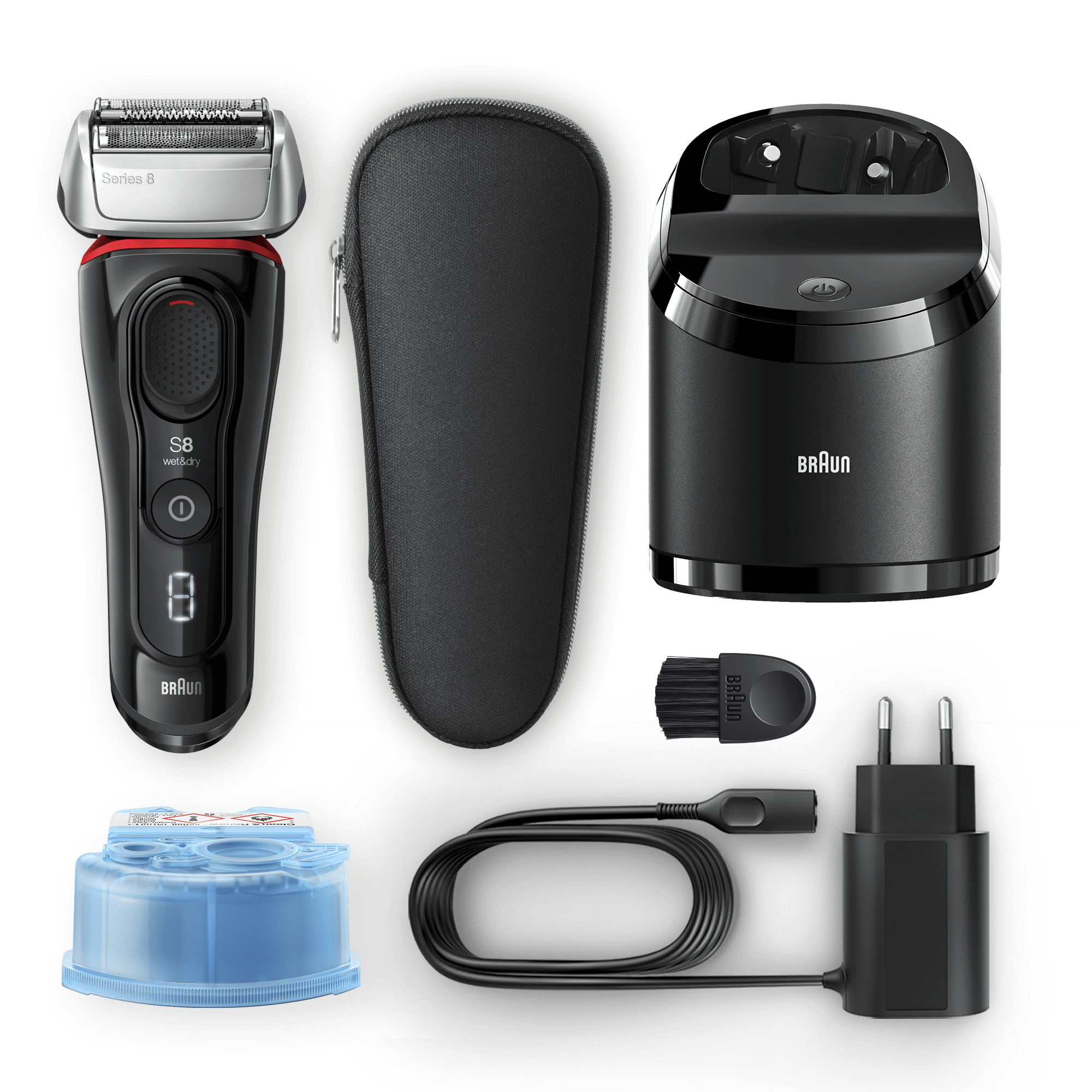 Braun Series 8 8380cc Next Generation Electric Shaver, Clean&Charge Station, Fabric Case, Black – image 7