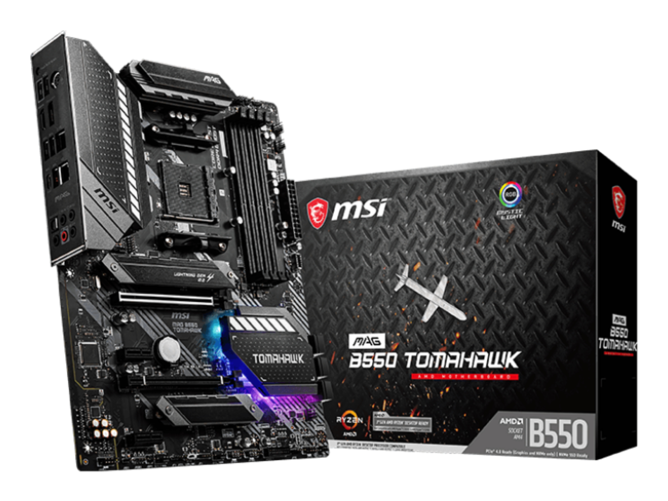 Tarjeta Madre MSI MAG B550 TOMAHAWK - Socket AM4 - 4xDDR4 - 2133/3200/5100(OC) MHz - HDMI - DisplayPort - M.2 - USB 2.0/3.2 - ATX  - MAG B550 TOMAHAWK