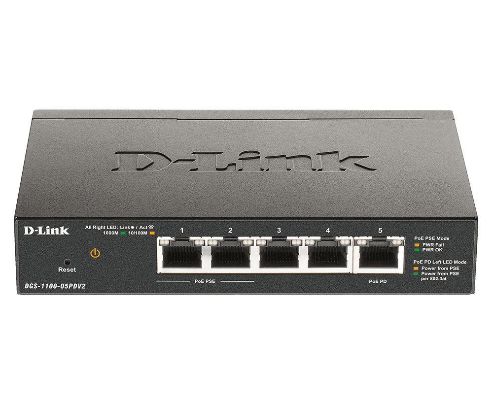 D-Link 5-Port Gigabit PoE Smart Managed Switch with 1 PD port