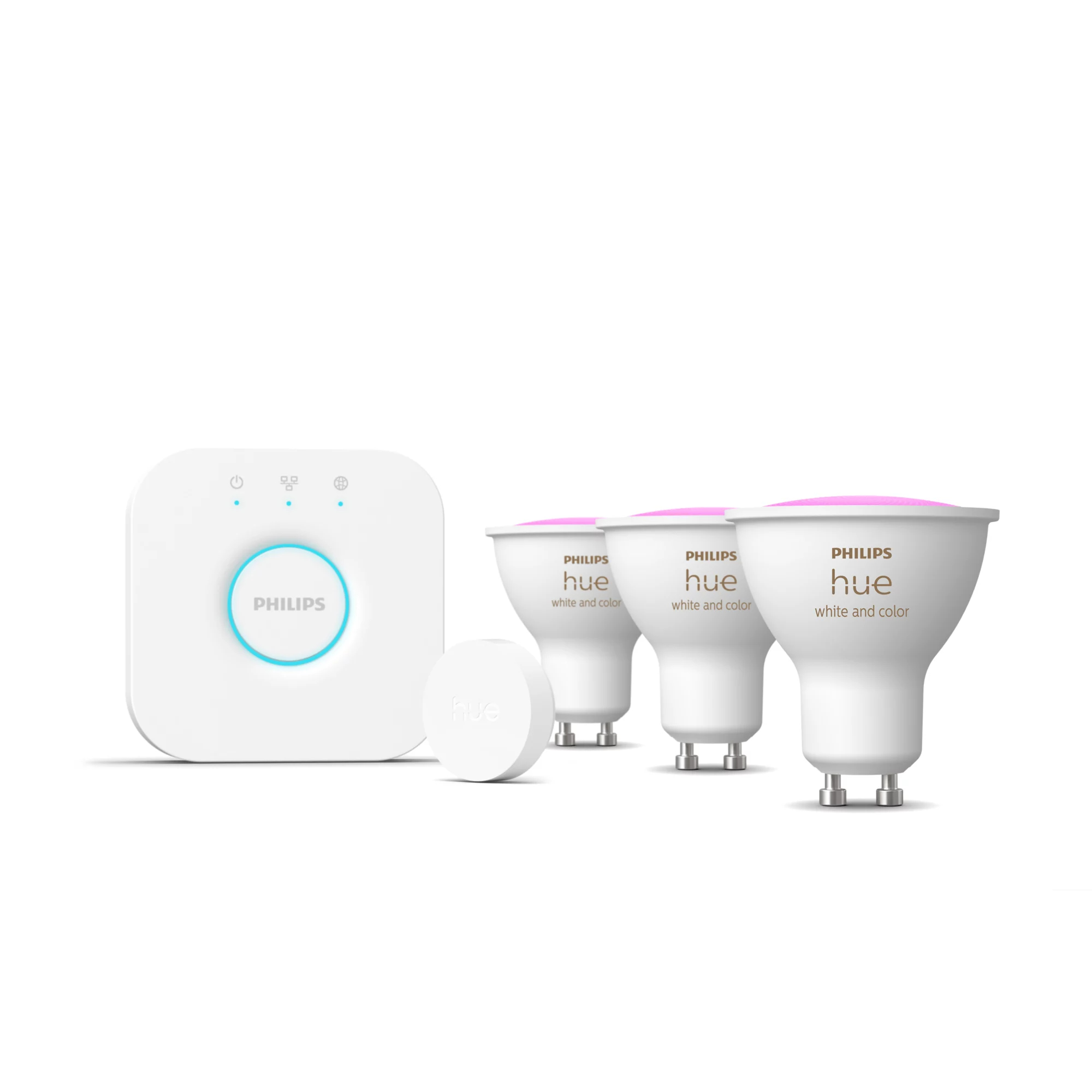 Philips by Signify Kit de démarrage : trois spots connectés GU10 + bouton intelligent