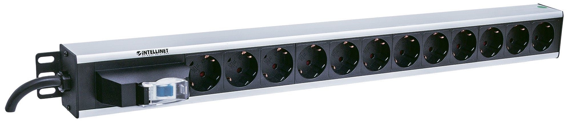 Intellinet Vertical Rackmount 12-Output Power Distribution Unit (PDU), EU CEE 7/3 Outlets, With Single Air Switch, No Surge Protection, Built-in 1.6m Power Cord – image 2