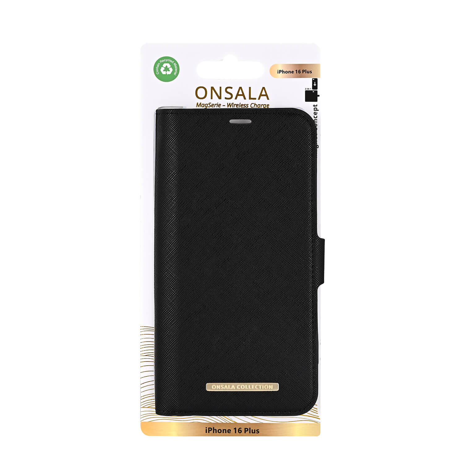 Onsala Wallet Case Eco 2 Card Slots MagSeries Black - iPhone 16 Plus – image 2