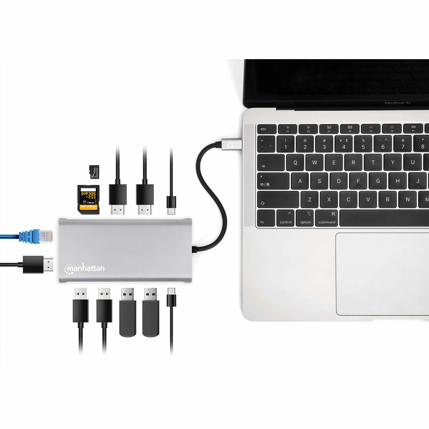 Manhattan USB-C Dock/Hub with Card Reader and MST, Ports (x10): Ethernet, 4K HDMI (X3), USB-A (x3) and USB-C (x2), With Power Delivery (100W) to 1x USB-C Port ( – image 7