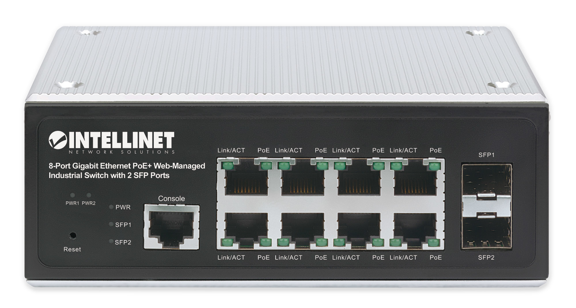 INTELLINET 8-Port Gb PoE+ Web-Managed Industrie-Switch 2xSFP