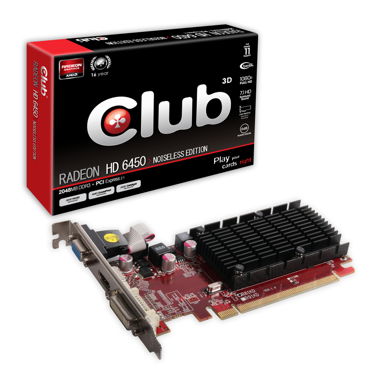 CLUB3D Radeon HD 6450 2GB Noiseless Edition – image 1