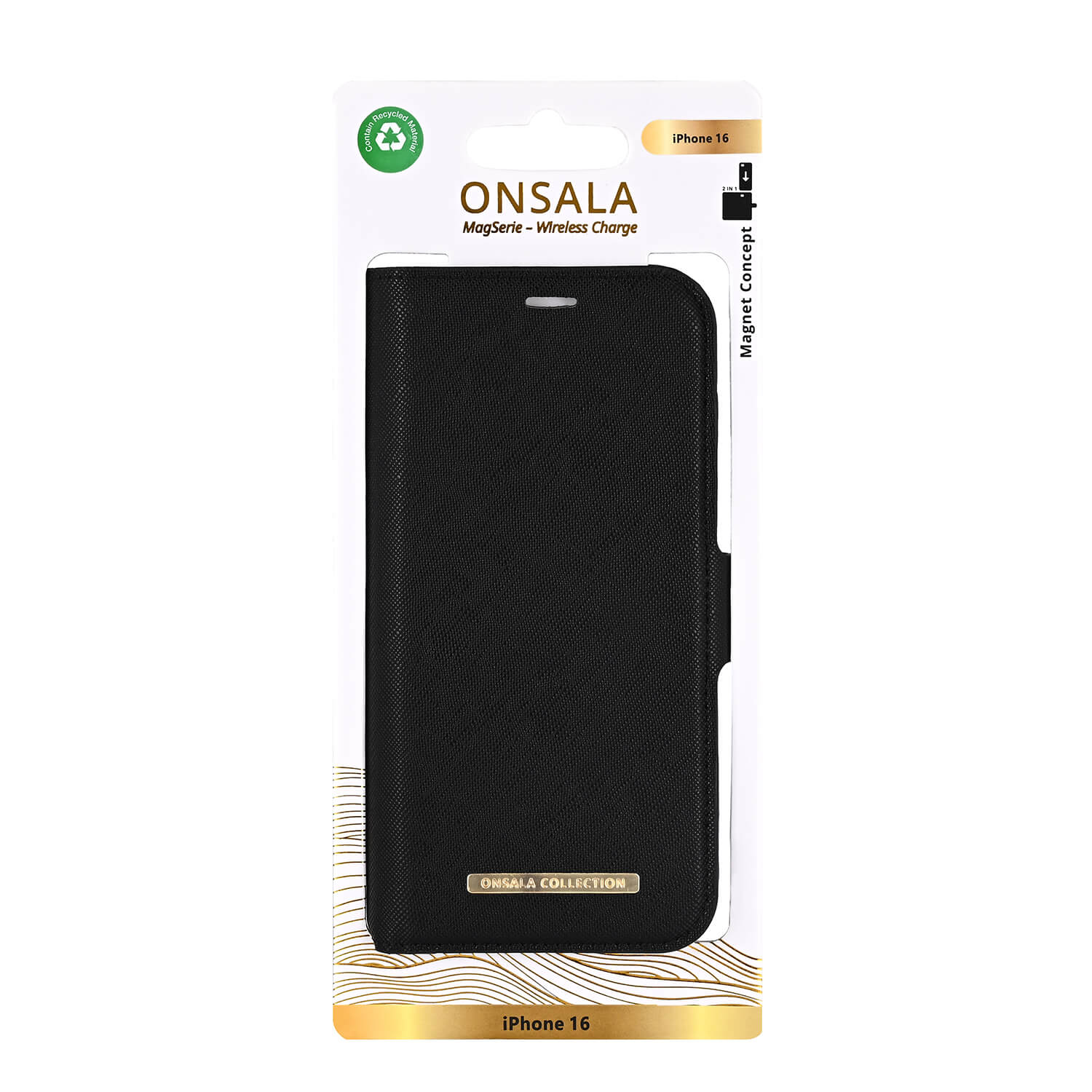 Onsala Wallet Case Eco 2 Card Slots MagSeries Black - iPhone 16 – image 2