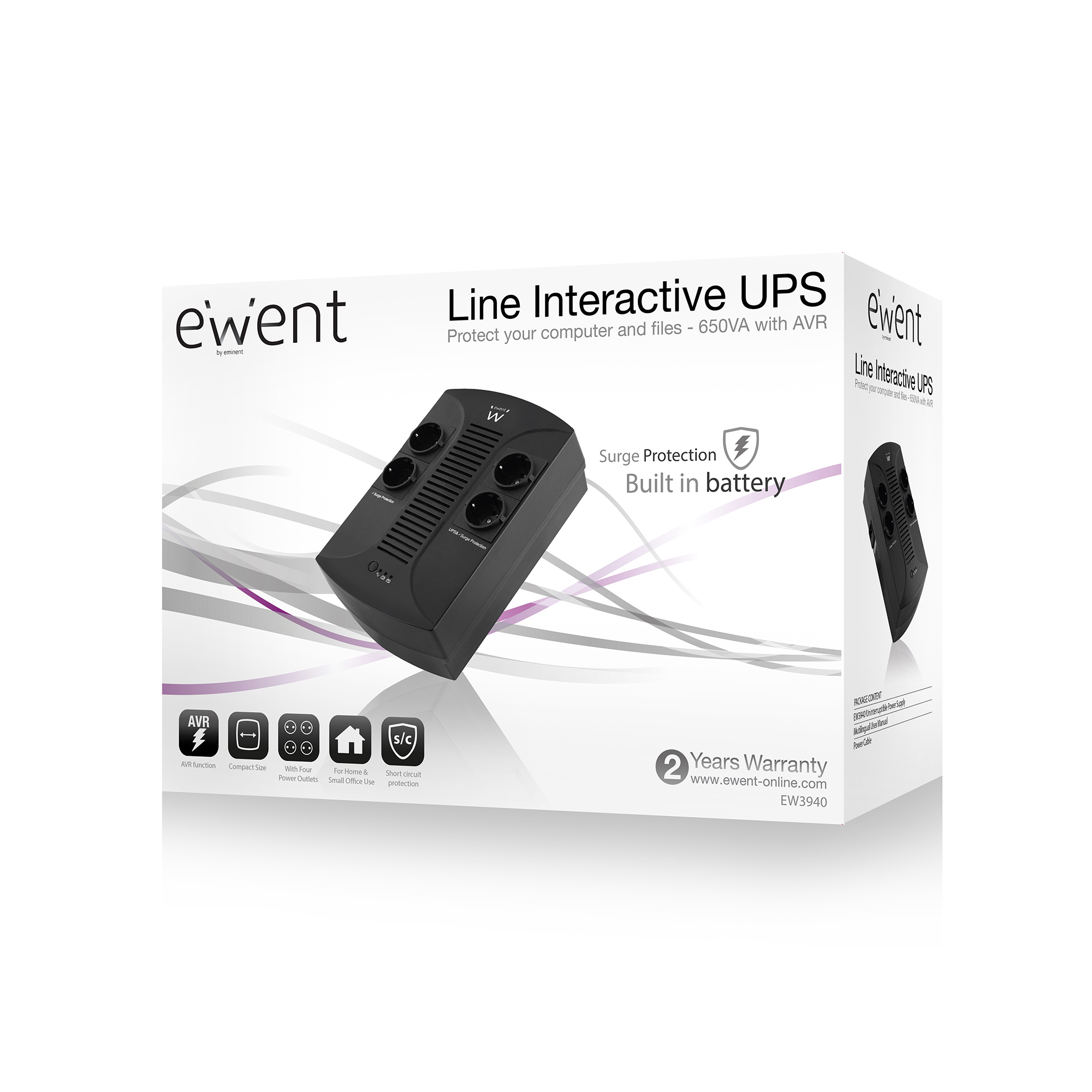 Ewent EW3940 uninterruptible power supply (UPS) Line-Interactive 0.65 kVA – image 3