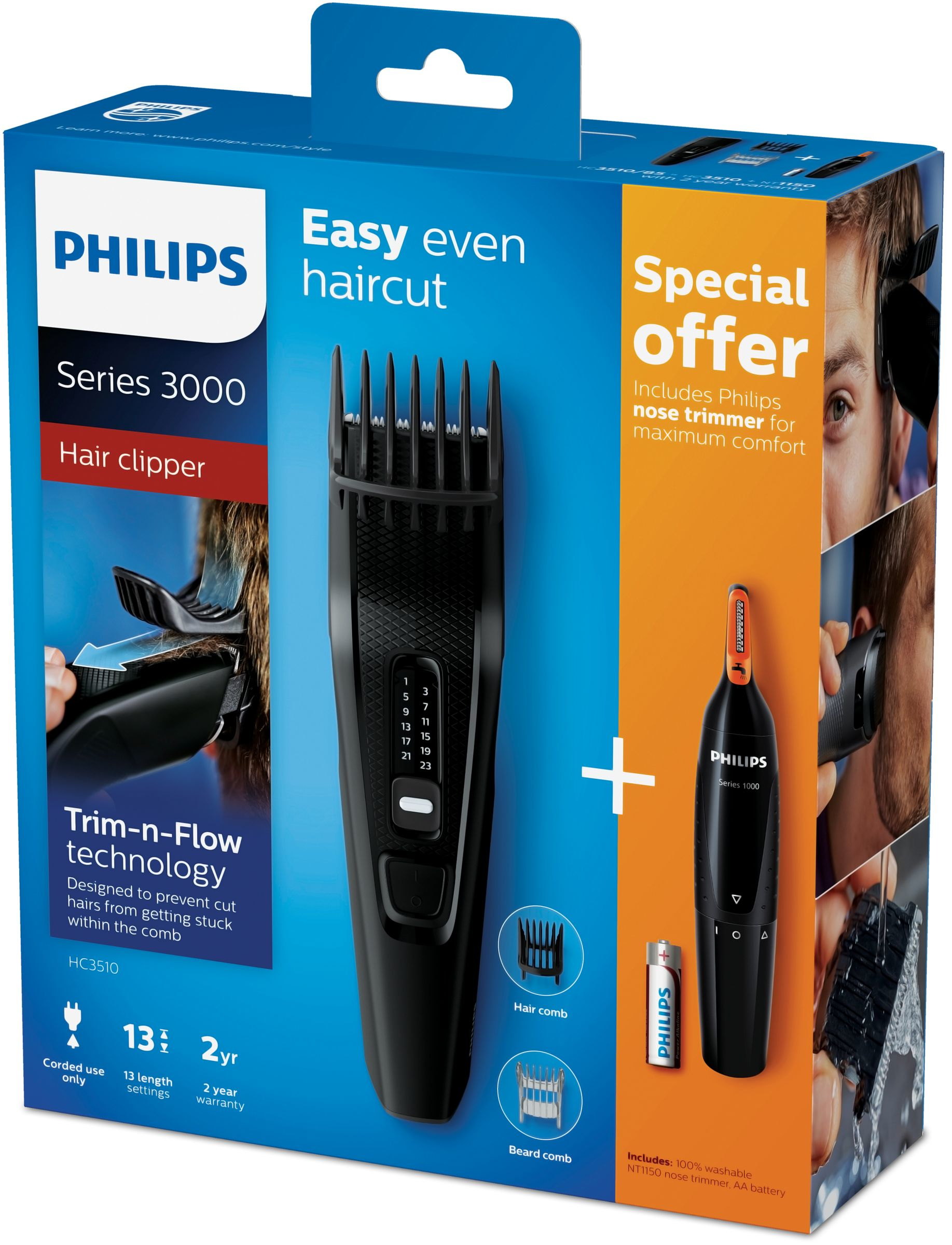 Philips HAIRCLIPPER Series 3000 HC3510/85 hair trimmers/clipper Black 13 – image 2