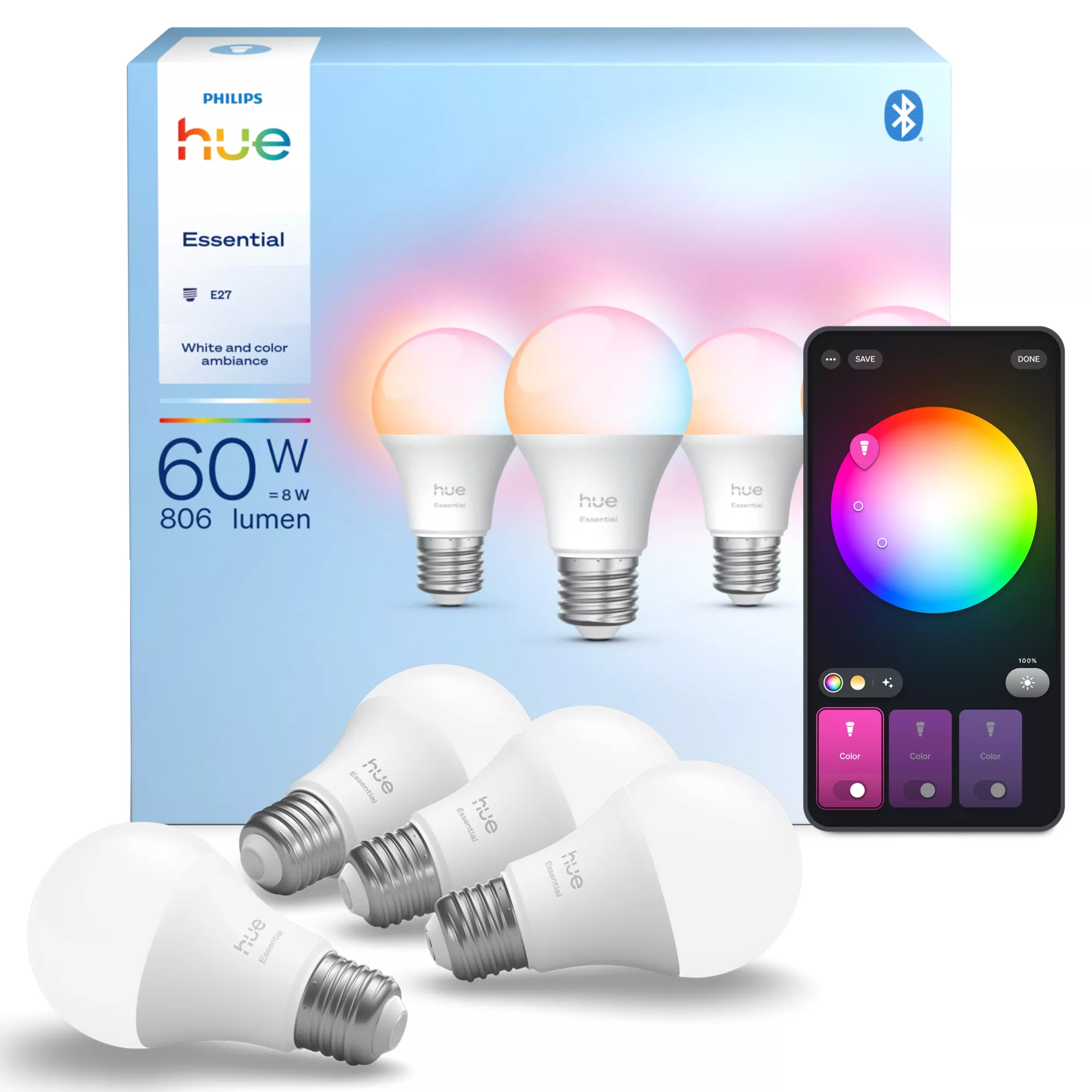 Philips by Signify Philips Hue White and colour ambience Essential A60 – E27 smart bulb – 806 lm – – image 2