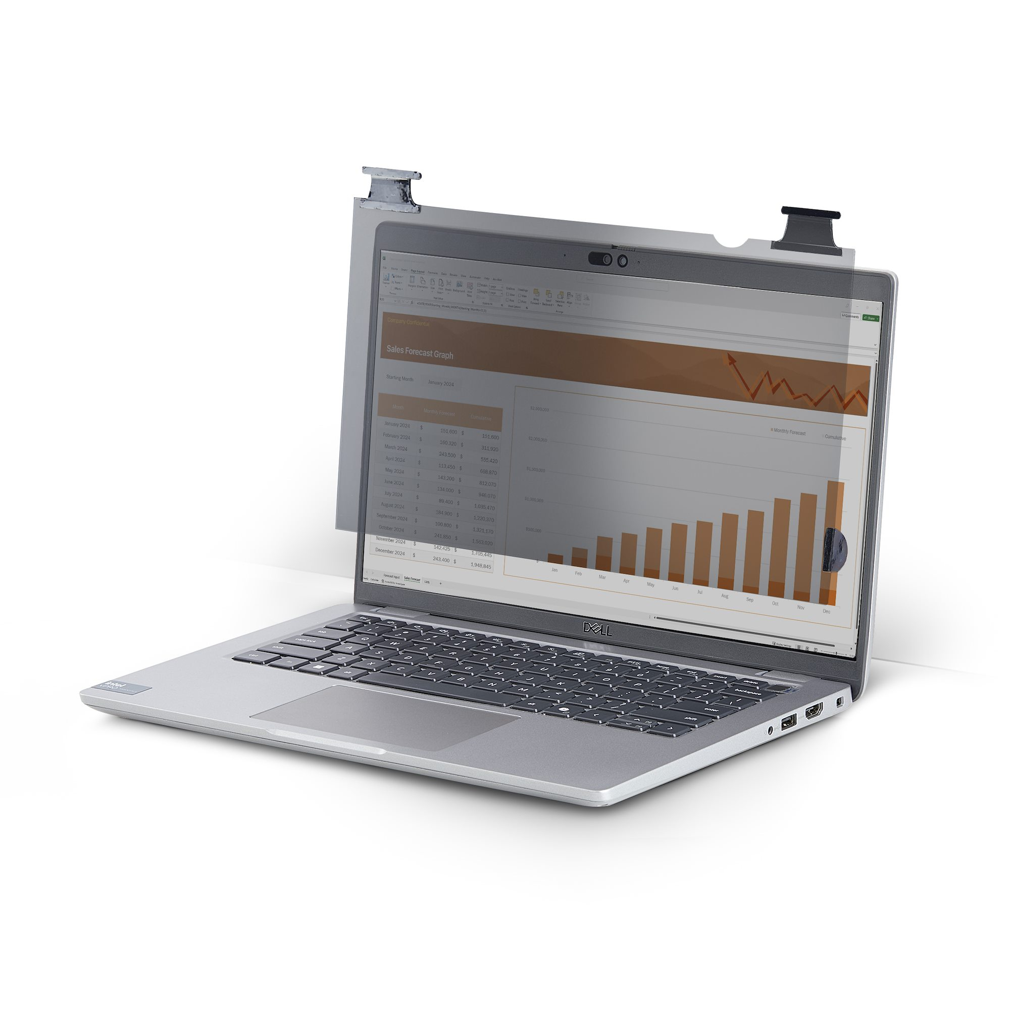 StarTech.com - Notebook privacy filter (horizontal) - 2-way - adhesive, hinge tabs, flip hinges - 13.3" - black