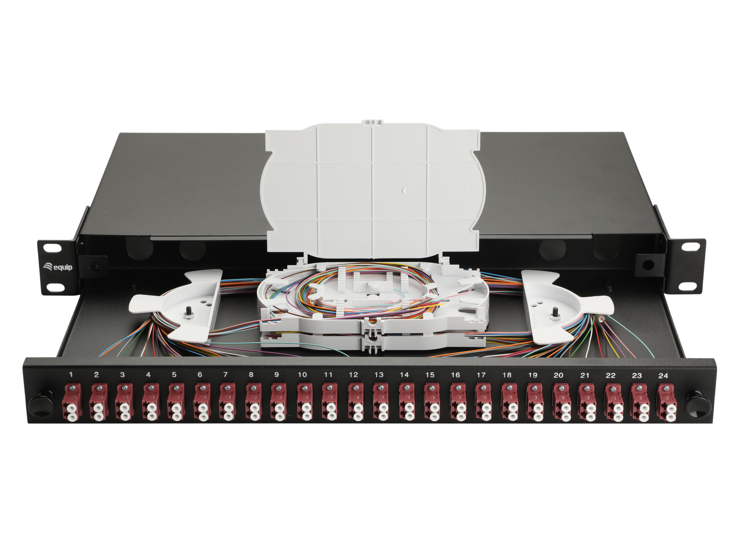 Equip LWL-Spleißkasten 24-Port LC-Duplex OM4 1U komplett  sw