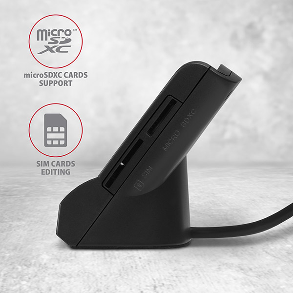 Axagon CRE-SM2 Universal desktop USB contact Smart / ID and SD / microSD / SIM card reader. – image 5