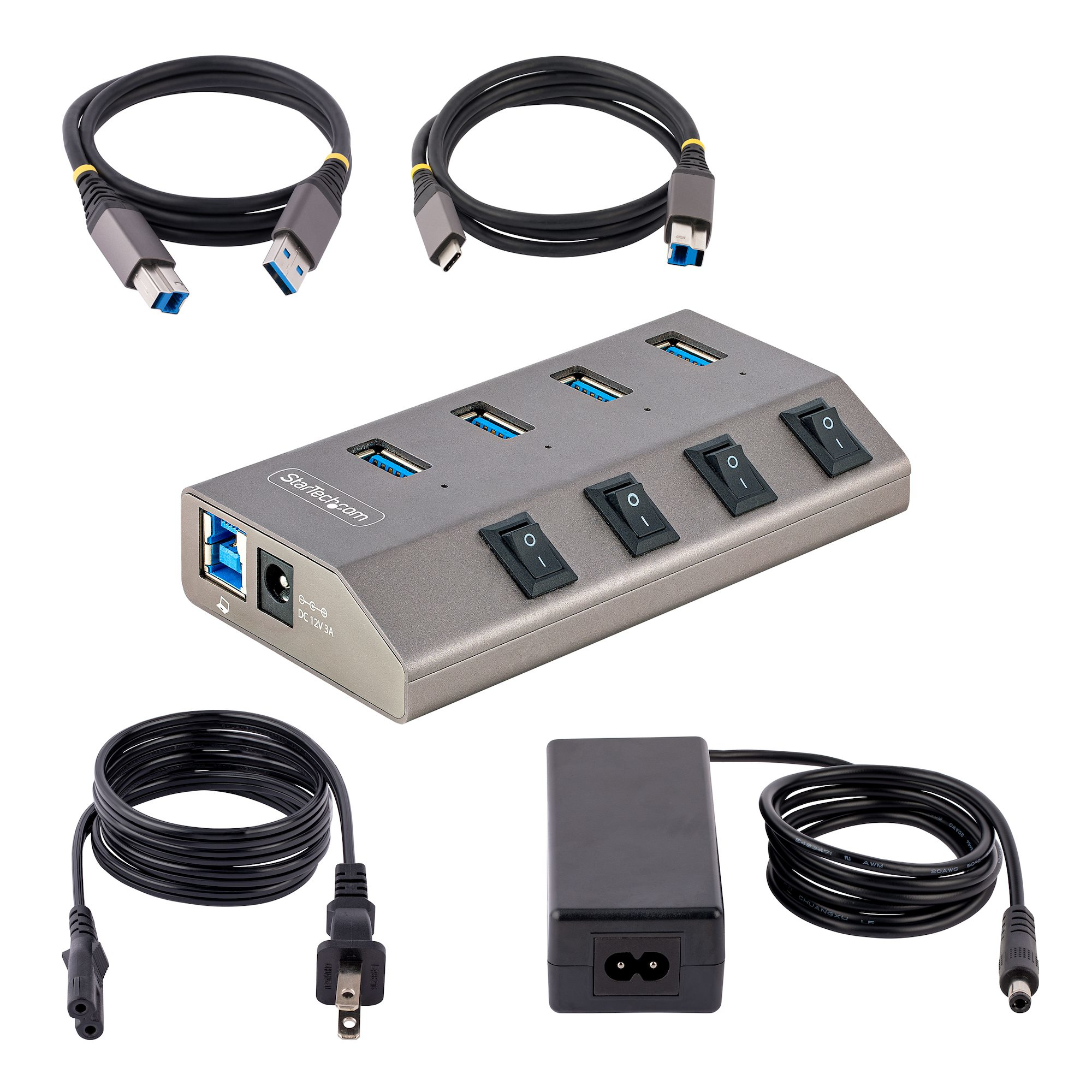 StarTech.com 4 Port Self-Powered USB C Hub with Individual On/Off Switches, USB 3.0 (5Gbps) Expansion Hub with Power Supply, Desktop Laptop USB-C to USB-A Split – image 6