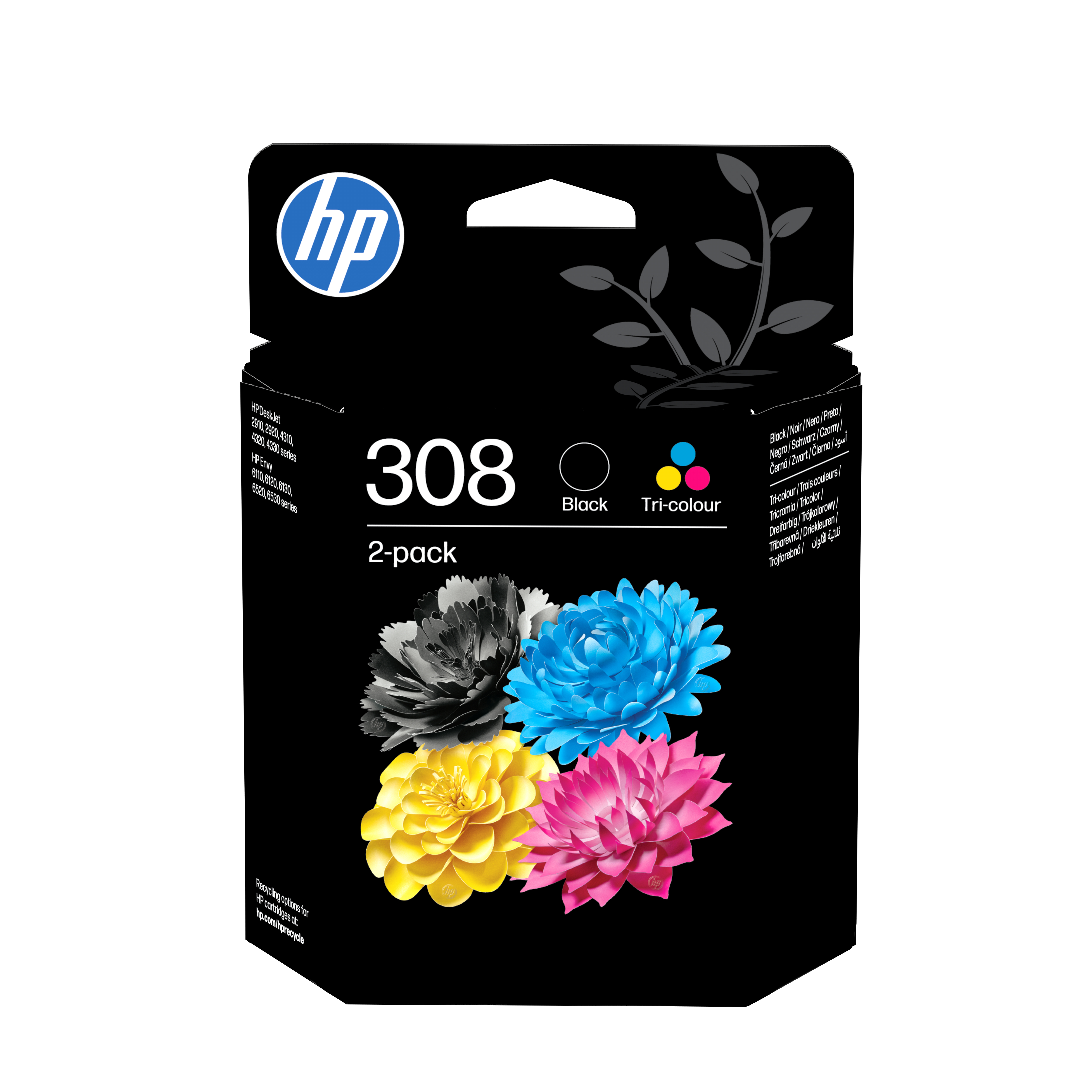 HP 308 BLACK/TRI-COLOR INK CARTRIDGE COMBO 2-PACK