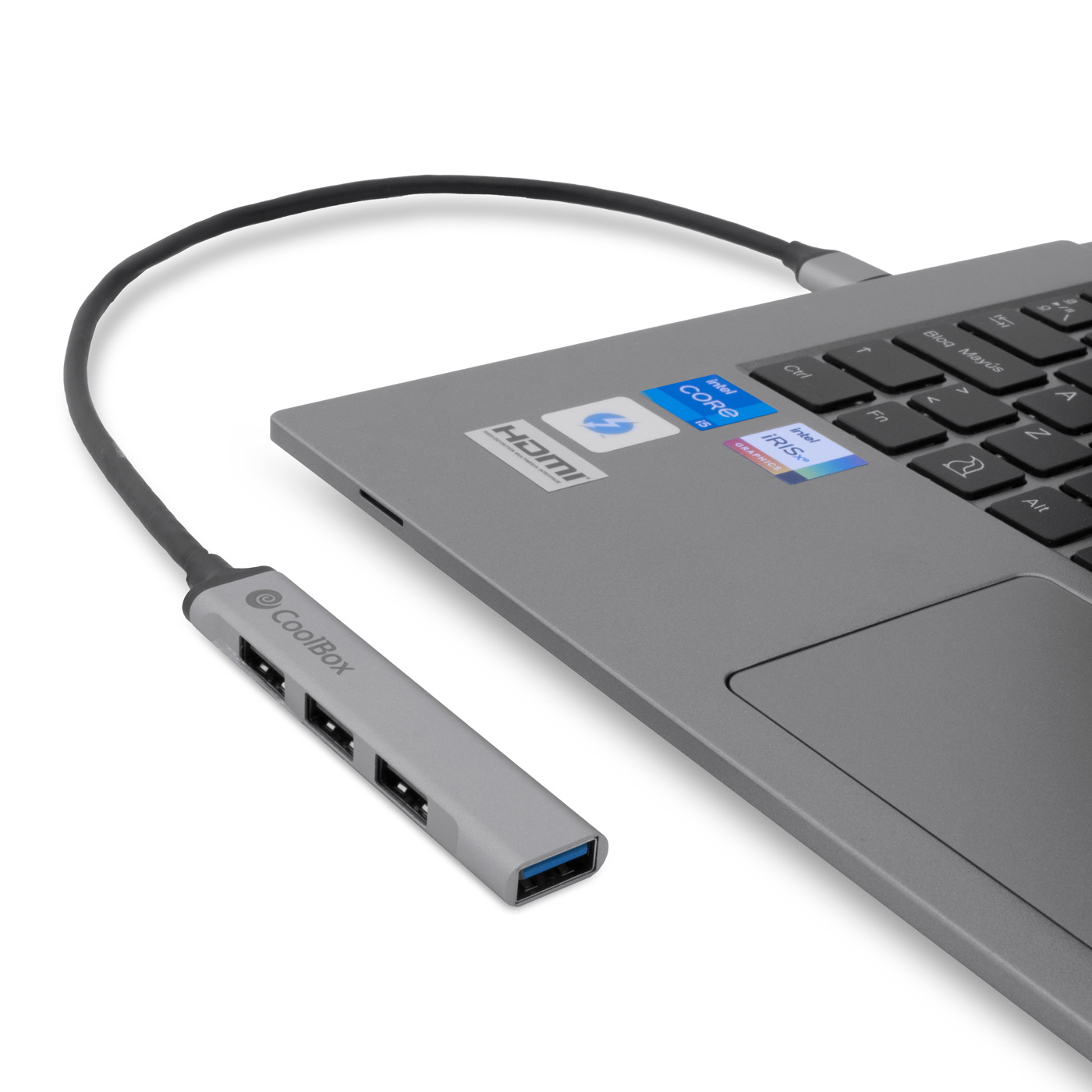 CoolBox COO-HUB195 interface hub USB 3.2 Gen 1 (3.1 Gen 1) Type-A 5000 Mbit/s Grey – image 3