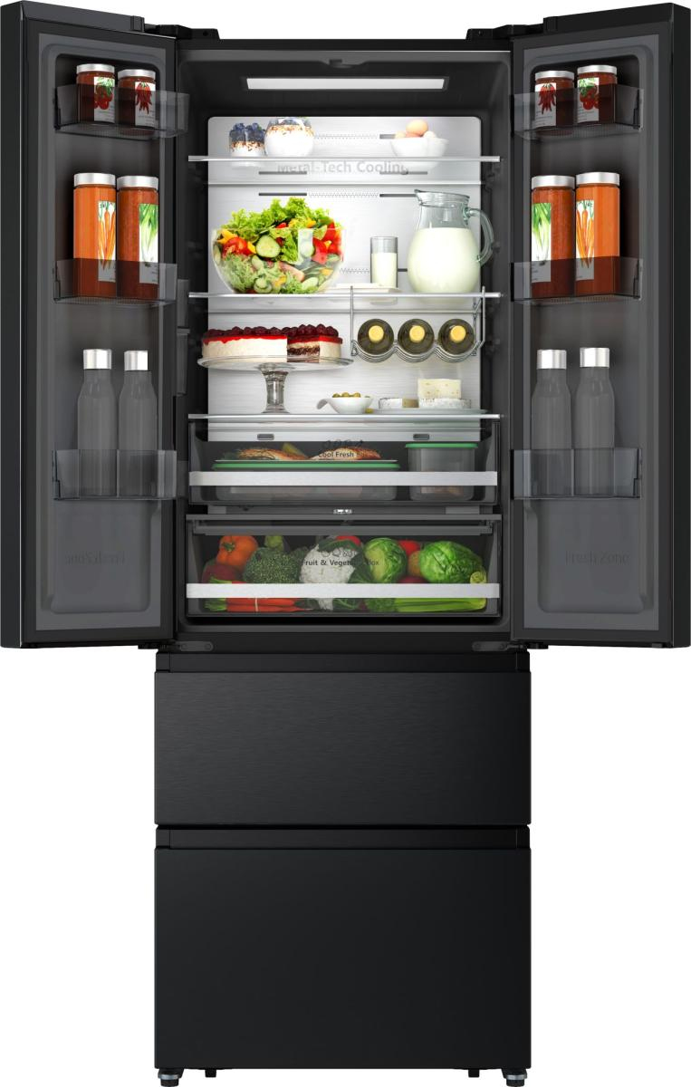 Hisense Freestanding French door fridge freezer with large capacity and flexible storage for everyday groceries. Metal Tech Cooling maintains stable temperature – image 2