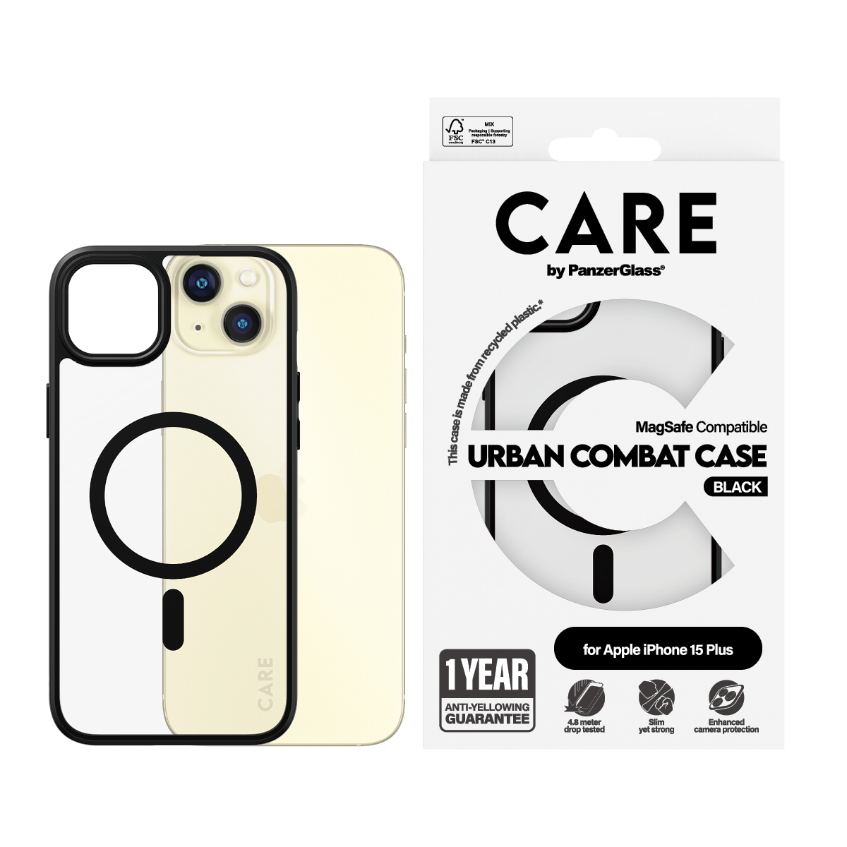 PanzerGlass CARE™ by PanzerGlass® Urban Combat Case Transparent w. Black MagSafe iPhone 15 Plus – image 2