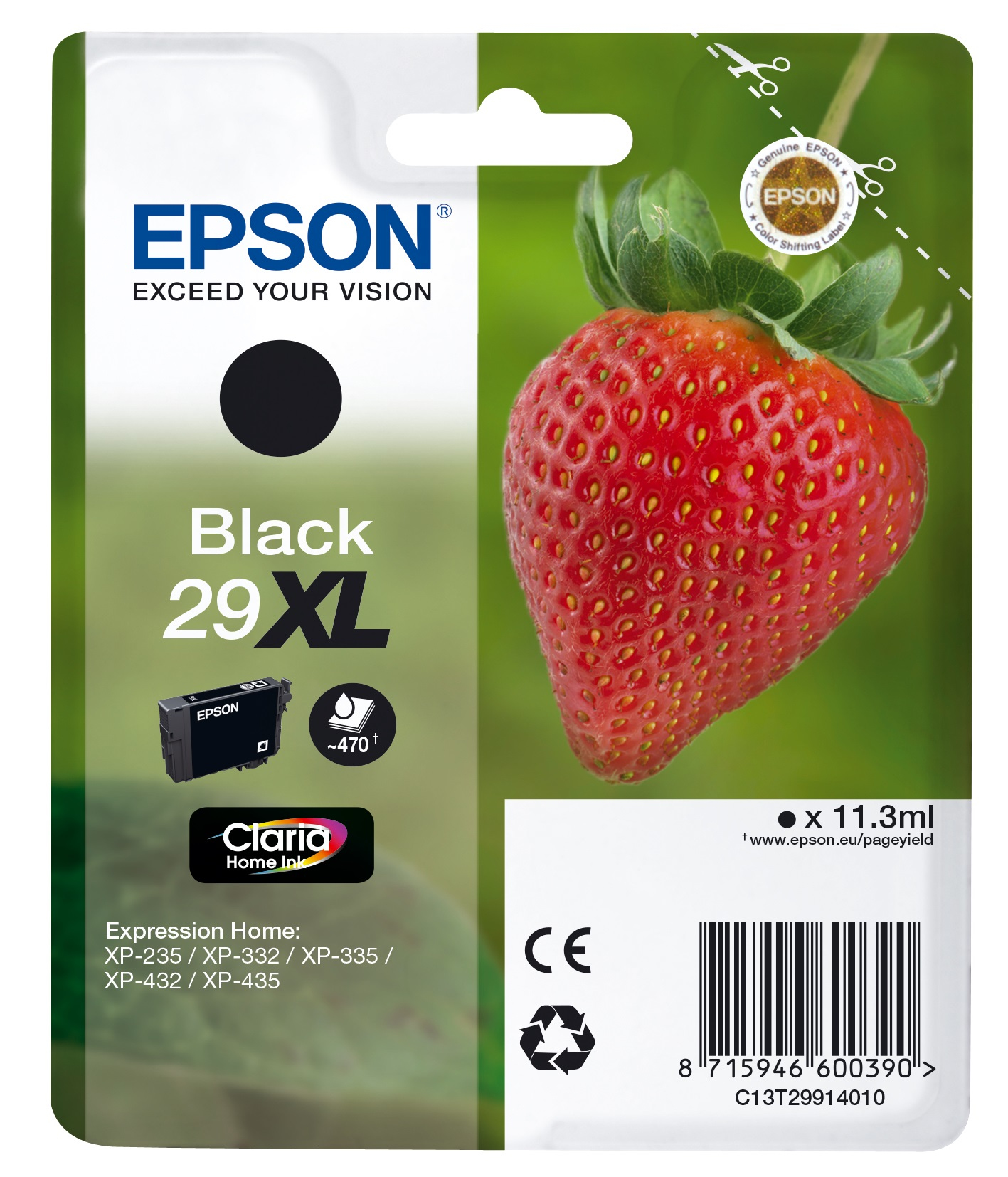 Epson Strawberry Singlepack Black 29XL Claria Home Ink