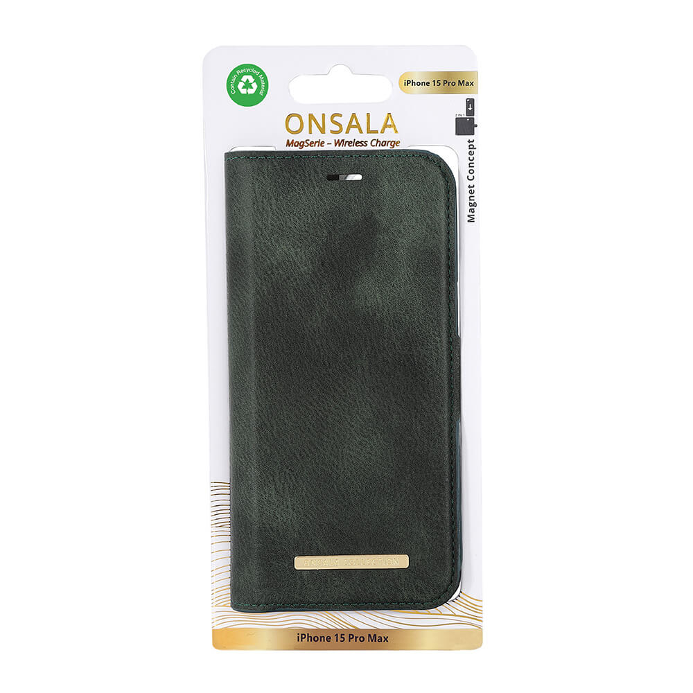 Onsala Wallet Case Eco 2 Card Slots MagSeries Dark Green - iPhone 15 Pro Max – image 2