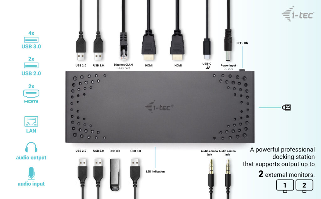 i-tec USB 3.0 / USB-C / Thunderbolt Dual Display Docking Station + Power Delivery – image 4