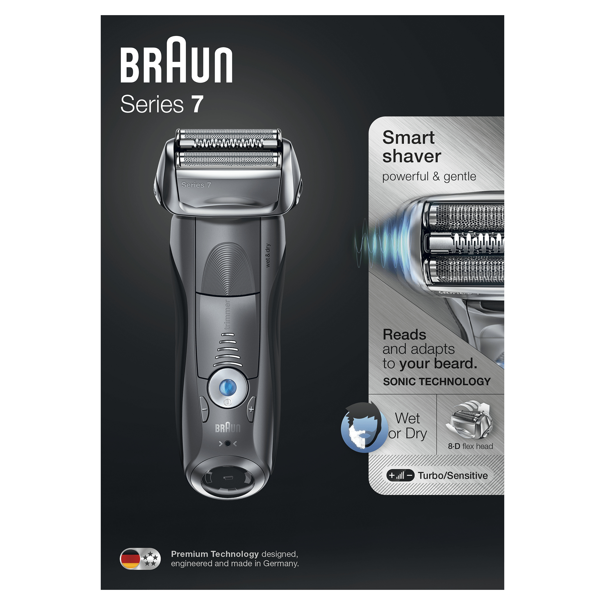 Braun Series 7 Electric Shaver for Men 7855s, with Travel Case – Grey