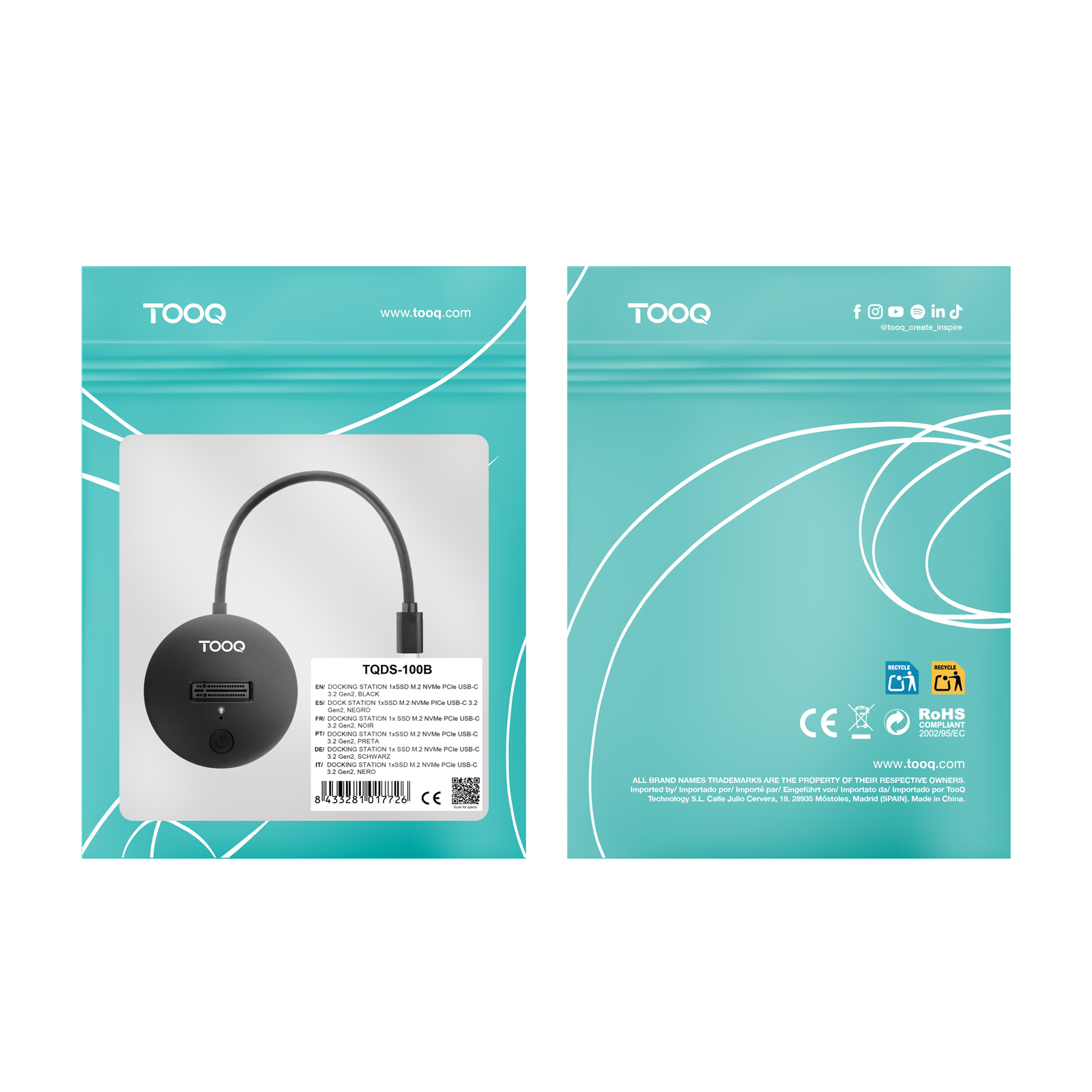 TooQ TQDS-100B storage drive docking station USB 3.2 Gen 2 (3.1 Gen 1) Type-C Black – image 5