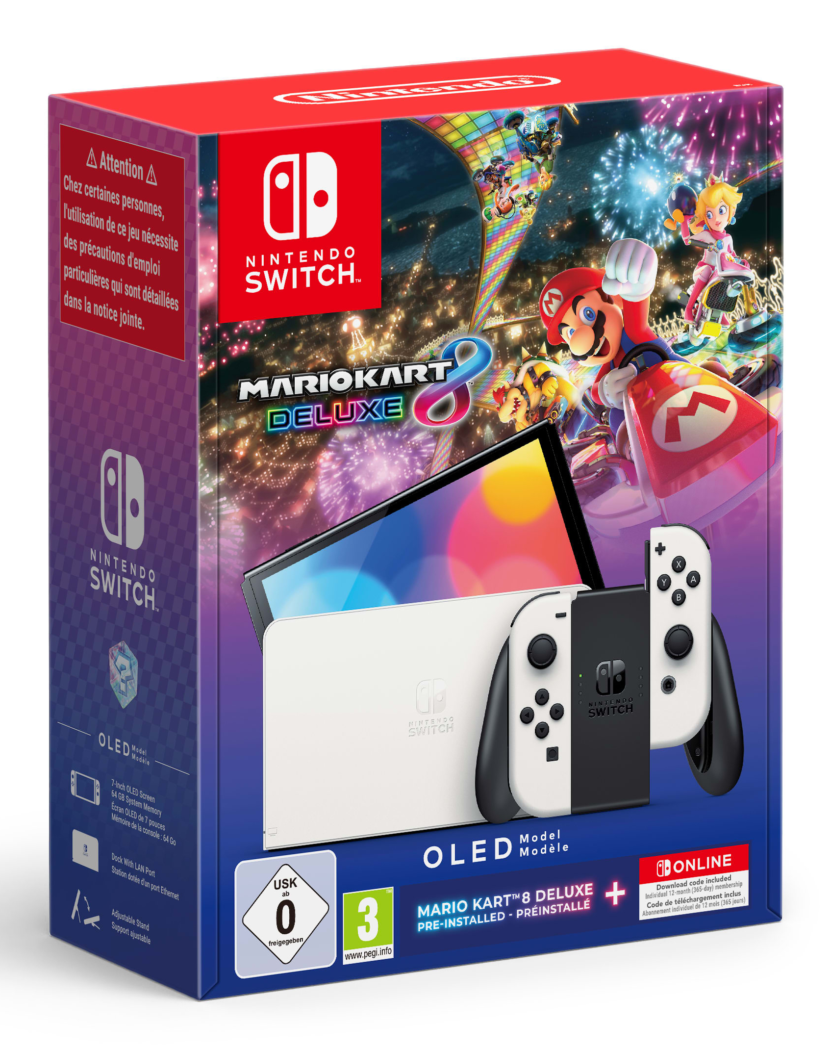 Nintendo Switch OLED videogioco Mario Kart 8 Deluxe preinstallato 64 GB Touch screen Wi-Fi Nero Bianco
