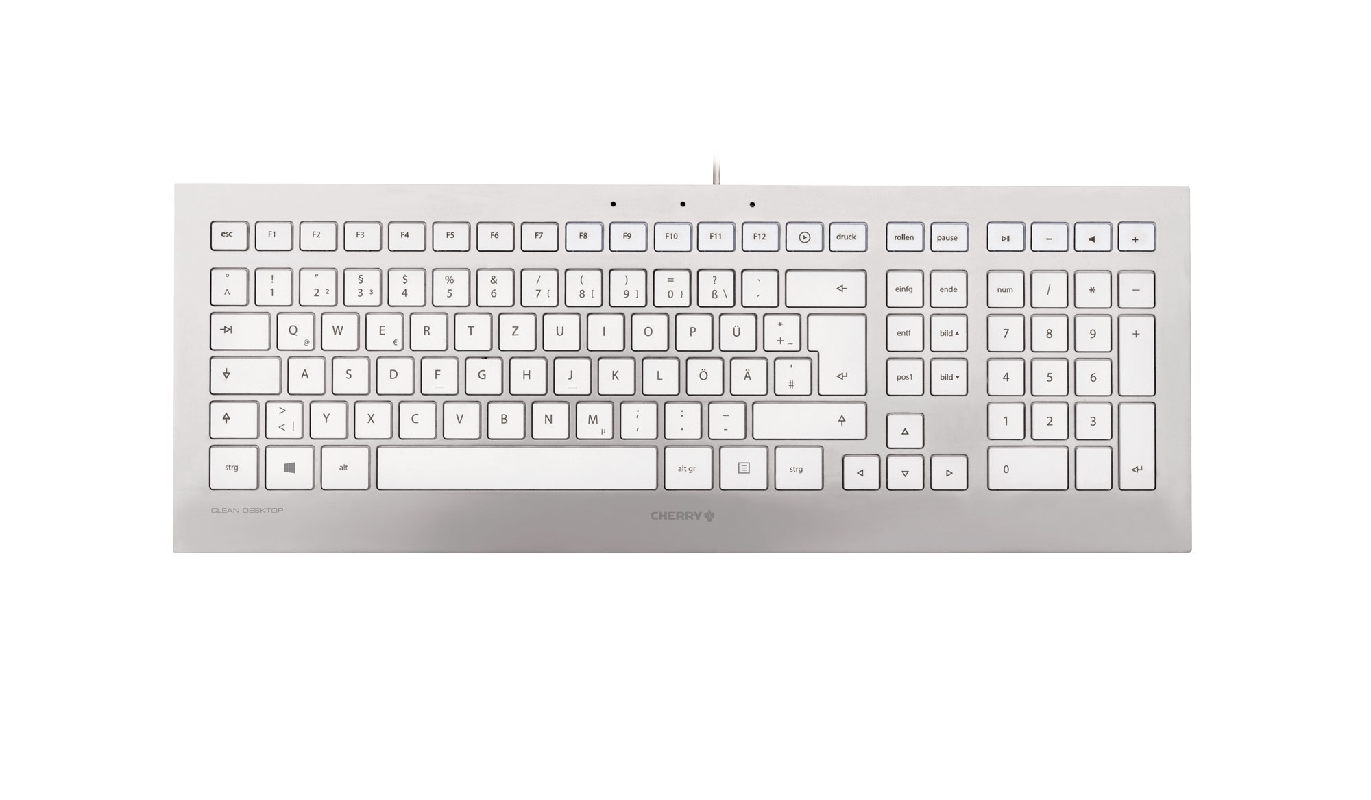 Cherry Strait keyboard Universal USB QWERTZ German Silver, White – image 1