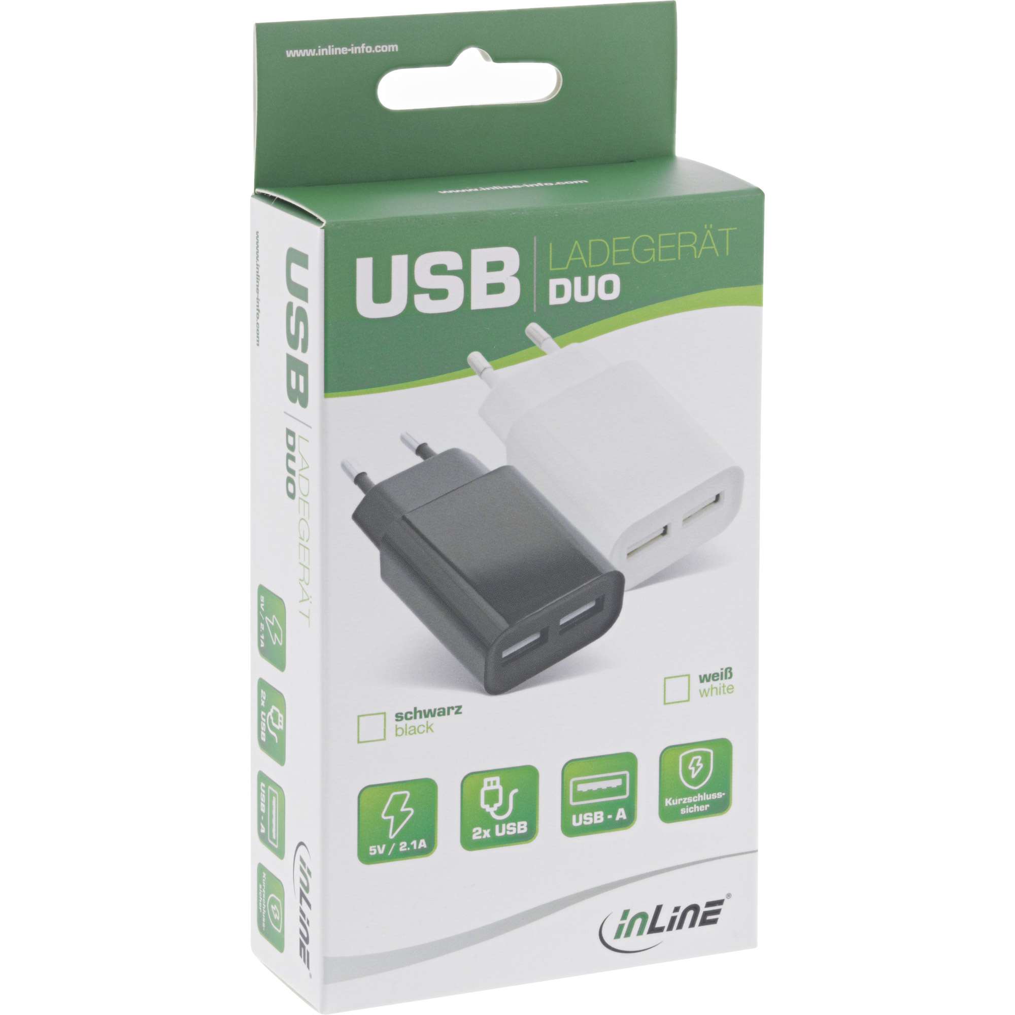 InLine USB Power Adapter DUO, 2 Port 100-240VAC to – image 1