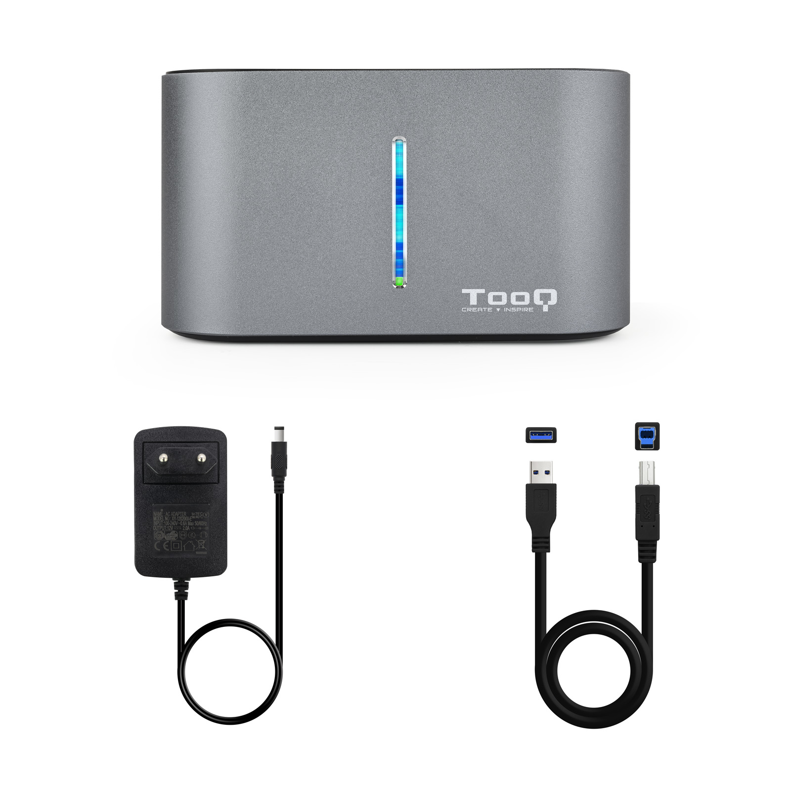 TooQ TQDS-805G storage drive docking station USB 3.2 Gen 1 (3.1 Gen 1) Type-B Aluminium – image 5