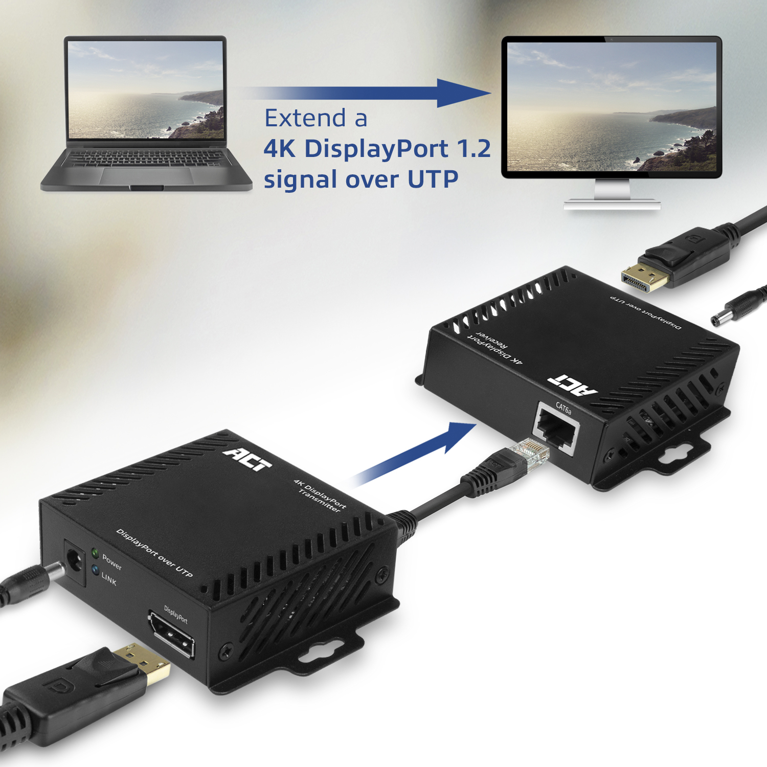 ACT AC7770 4K DisplayPort over CATx extender set up to 70 meter – image 9