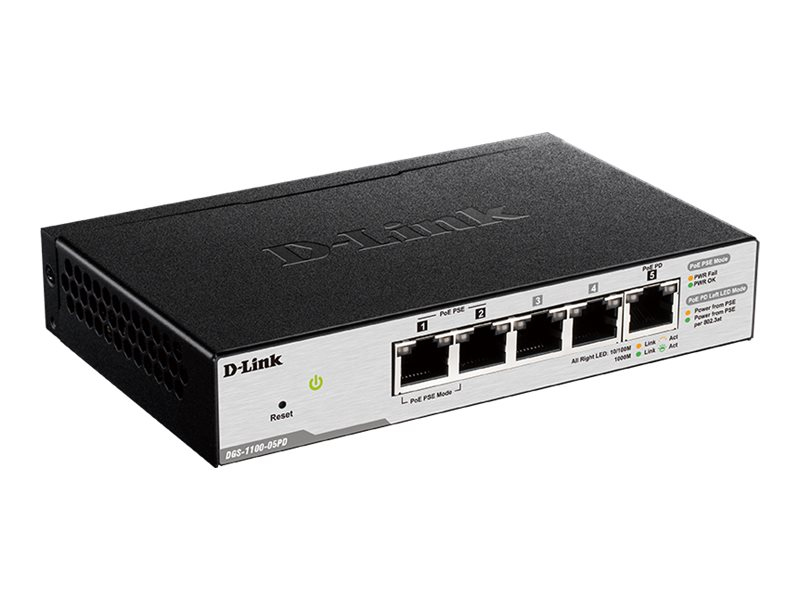 D-Link DGS-1100-05PD network switch Managed L2 Gigabit Ethernet (10/100/1000) Power over Ethernet (PoE) Black – image 2