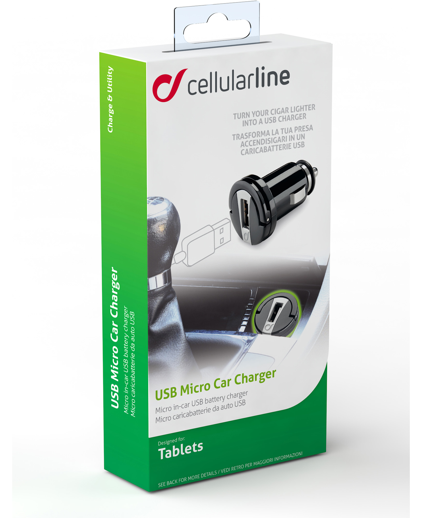 Cellularline MICROCBRUSBTAB mobile device charger Smartphone, Tablet Black Cigar lighter Auto – image 2