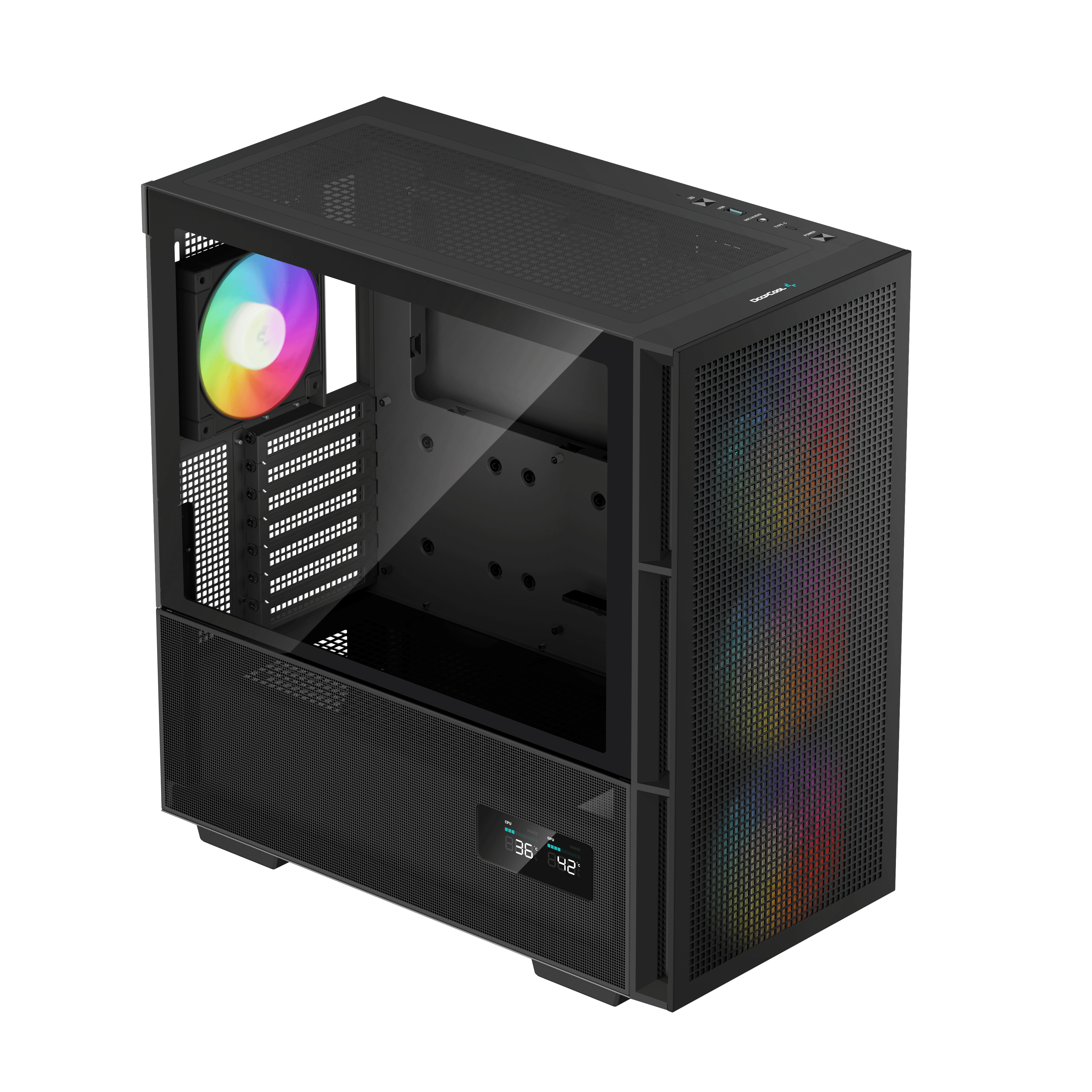 Gabinete Gamer Deepcool CH560 Digital - Media Torre - Mini-ITX/Micro-ATX/ATX/E-ATX - 4 Ventiladores - Panel Lateral - R-CH560-BKAPE4D-G-1