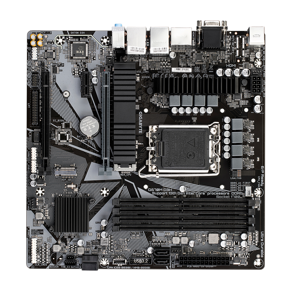 Tarjeta Madre Gigabyte Q670M D3H - Socket 1700 - 4xDDR5 - 4000/4800/5600(OC)MHz - HDMI - DisplayPort - Micro ATX - Q670M D3H Tarjeta Madre Gigabyte Q670M D3H - Socket 1700 - 4xDDR5 - 4000/4800/5600(OC)MHz - HDMI - DisplayPort - Micro ATX - Q670M D3H