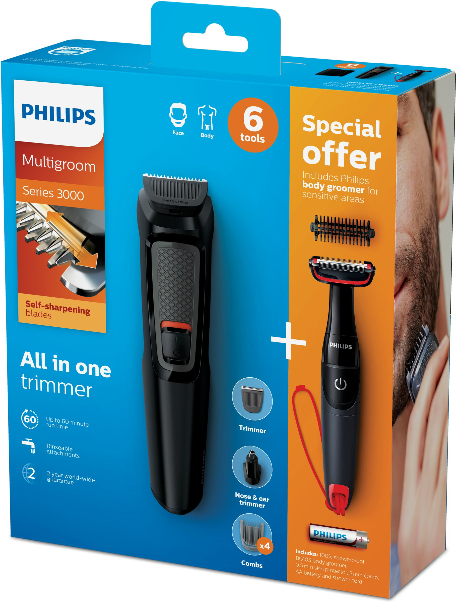 Philips MULTIGROOM Series 3000 MG3710/85 hair trimmers/clipper Black Nickel-Metal Hydride (NiMH) – image 2