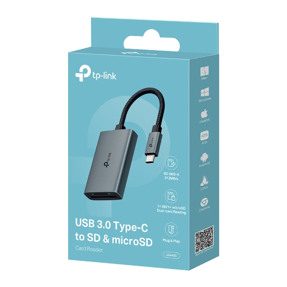 TP-Link UA440C lecteur de carte mémoire USB 3.2 Gen 1 (3.1 Gen 1) Type-C Gris
