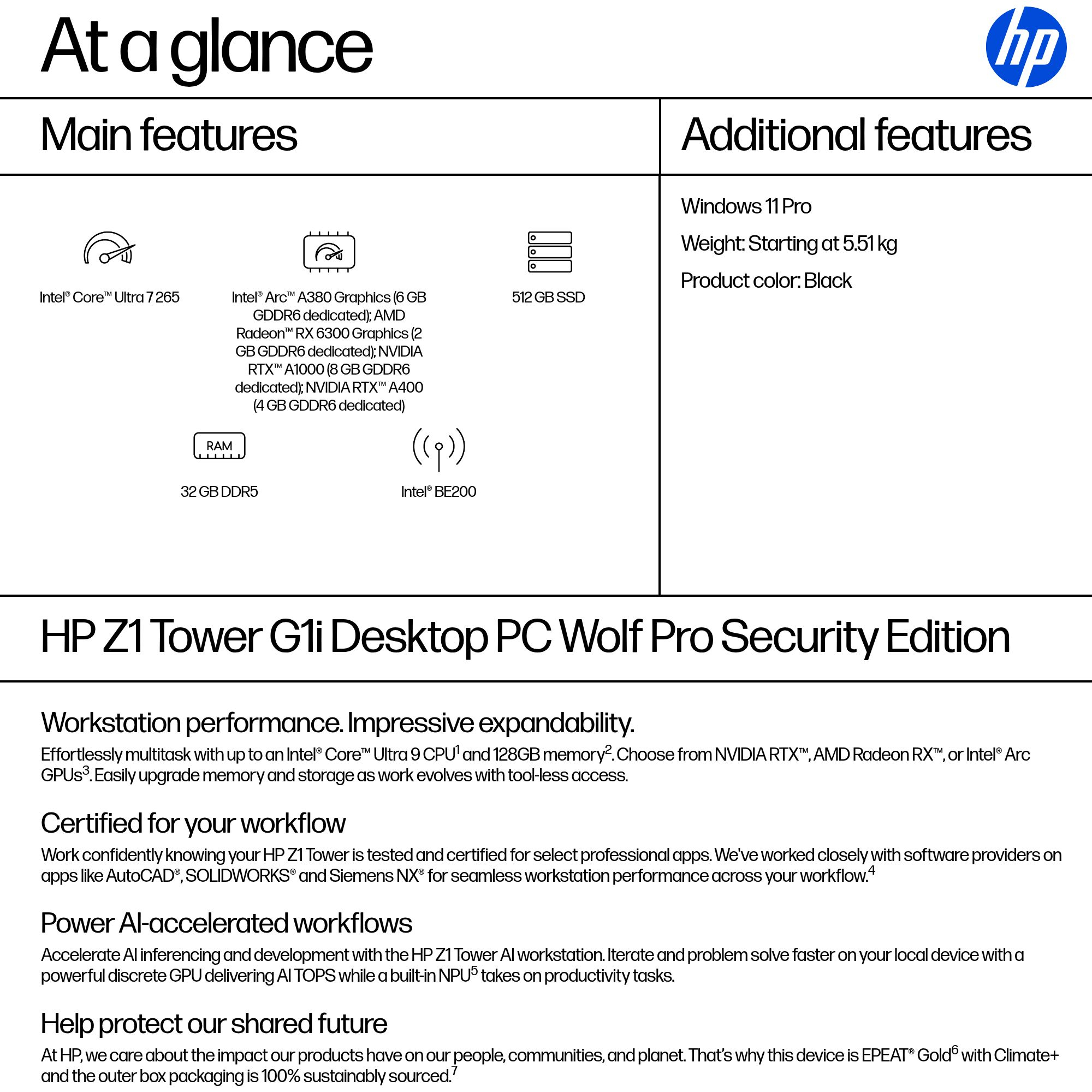 HP Z1 Tower G1i Desktop PC Wolf Pro Security Edition – image 3