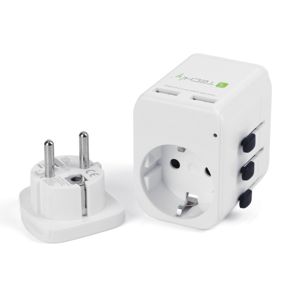Techly Travel Adapter 2 USB ports 2.4A White