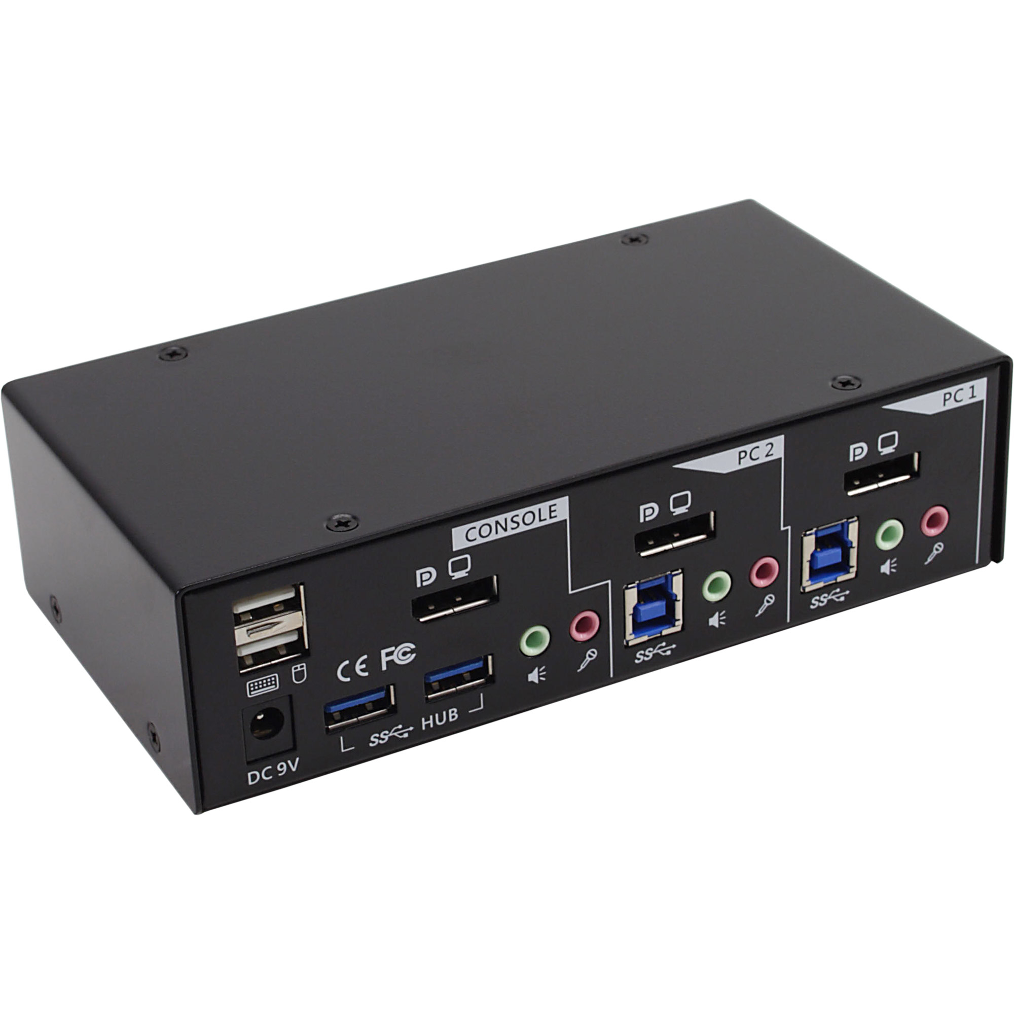 InLine Desktop KVM Switch 2 Port DisplayPort USB 3.0 Hub with Audio – image 2