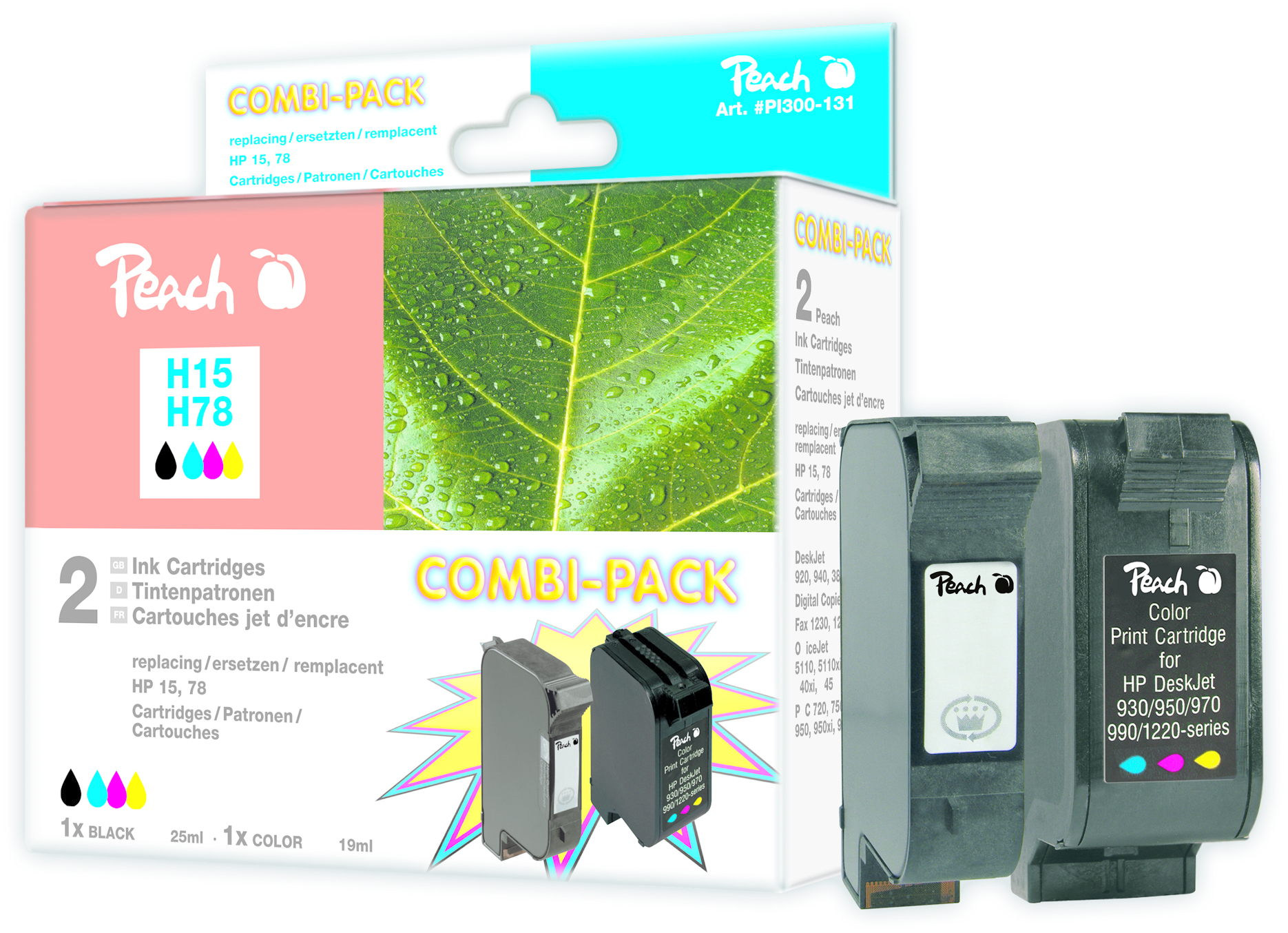 Peach 313028 ink cartridge 2 pc(s) Black, Cyan, Magenta, Yellow