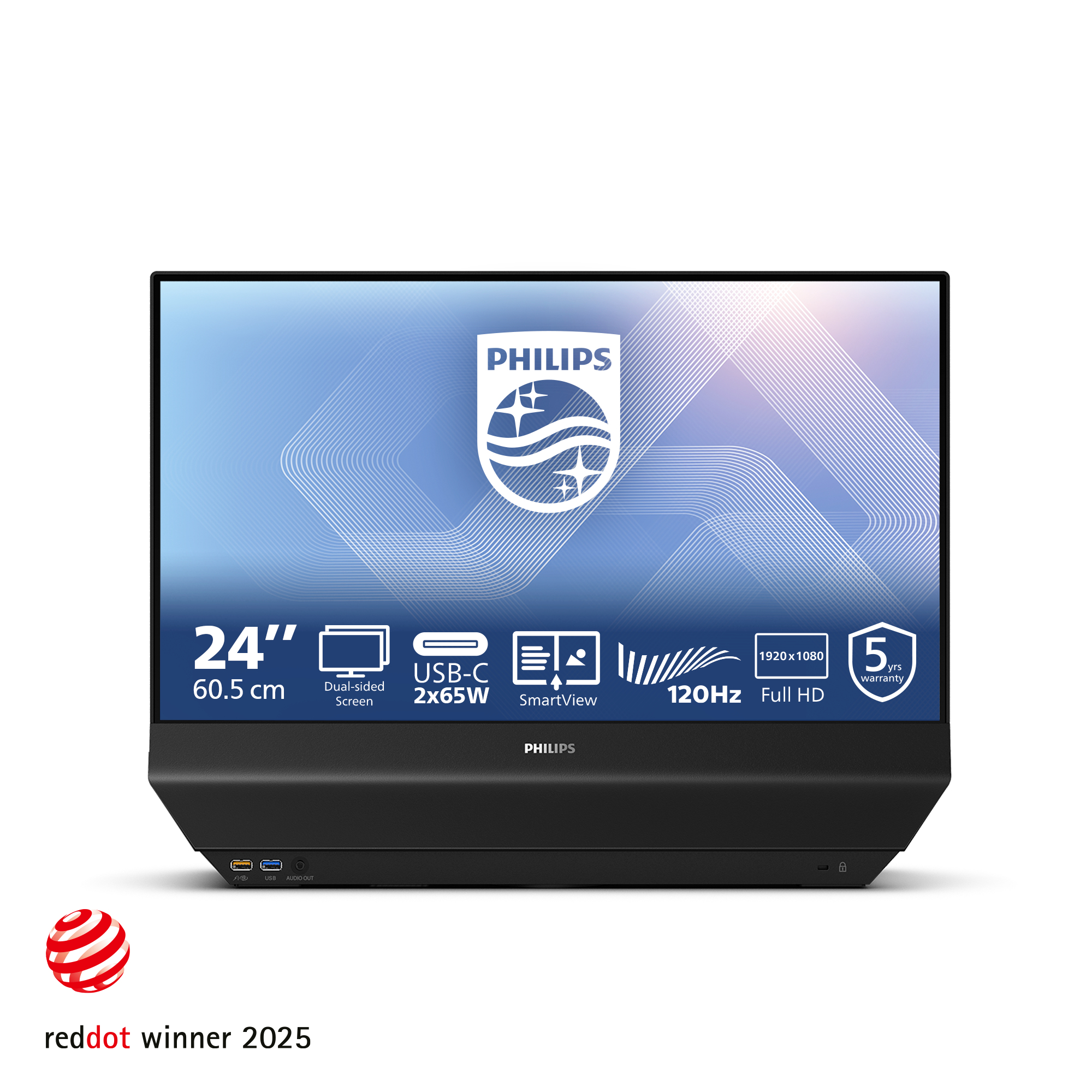 Philips 24B2D5300 - LED monitor - 24" (23.8" viewable) - 1920 x 1080 Full HD (1080p) @ 120 Hz - IPS - 1500:1 - 2xHDMI, 2xUSB-C - speakers - black