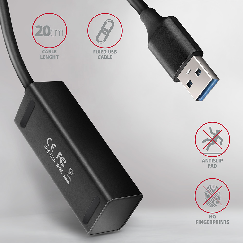 Axagon HUE-M1A 4x USB 3.2 Gen 1 MINI hub, metal – image 4