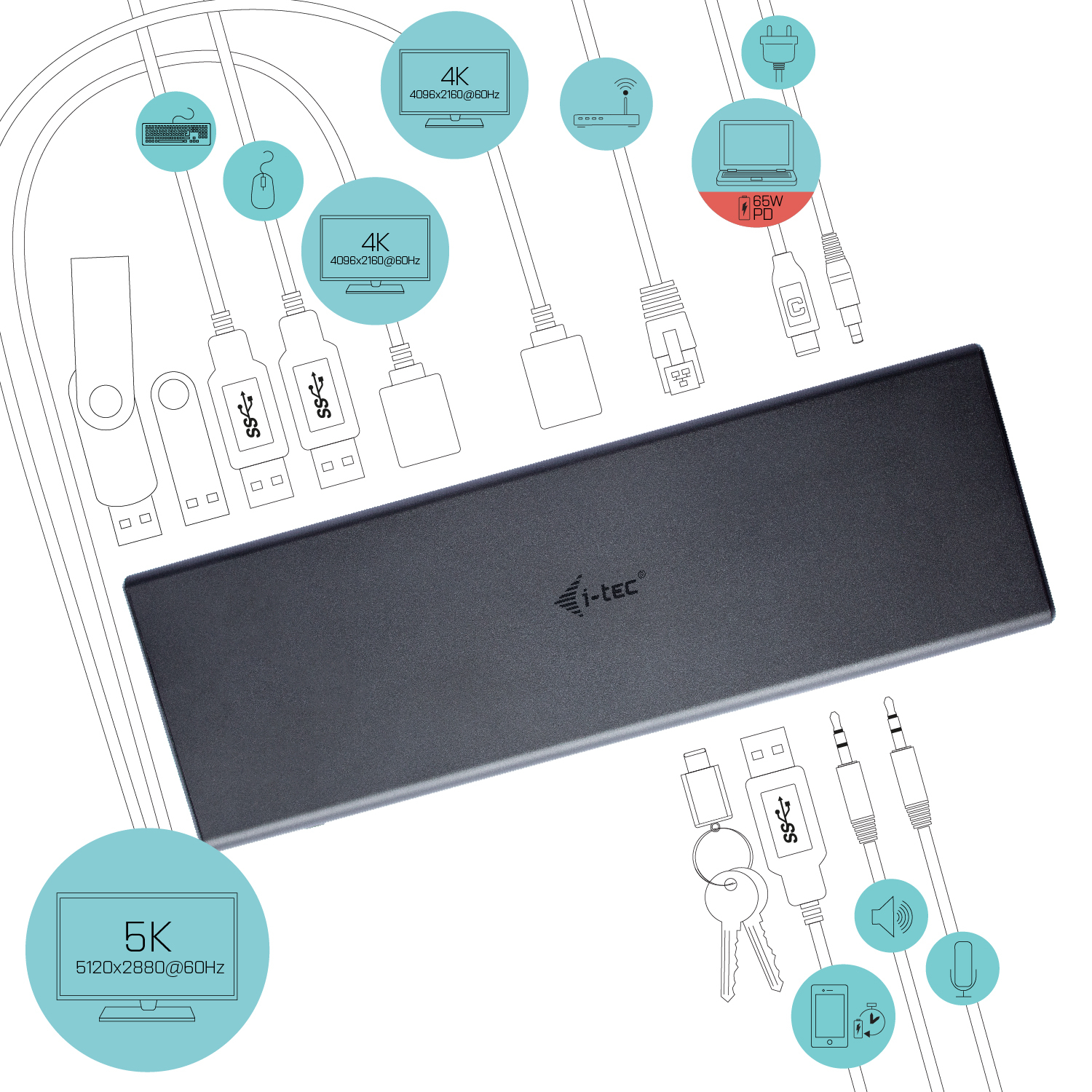 i-tec USB 3.0 / USB-C / Thunderbolt 3 Dual Display Docking Station + Power Delivery – image 6