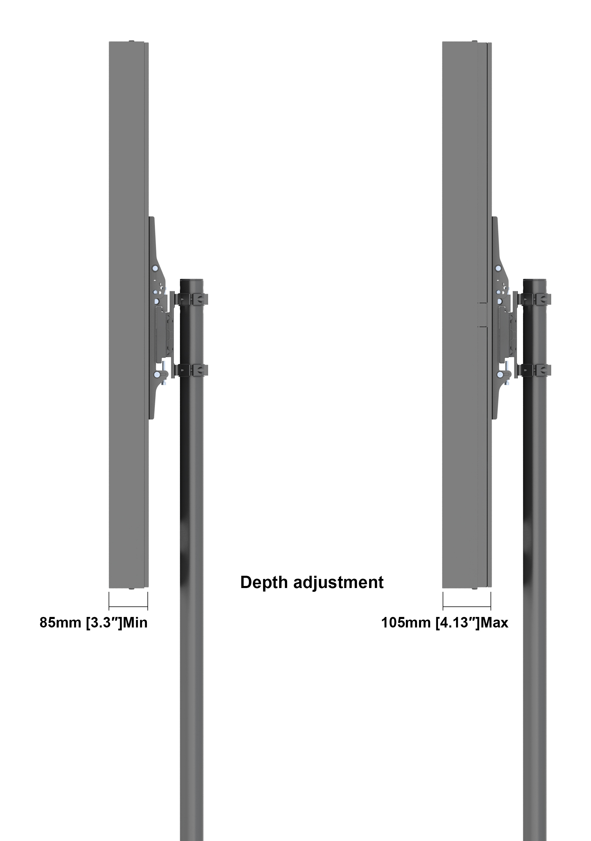صورة حامل أرضي Multibrackets M Pro Series 49" بعمود واحد - فولاذ أسود