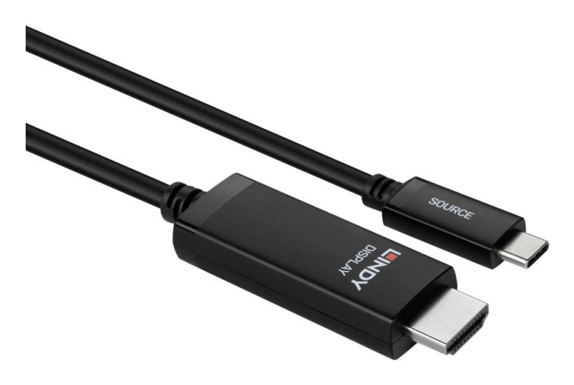 Lindy 43433 câble vidéo et adaptateur 1 m USB Type-C HDMI Noir