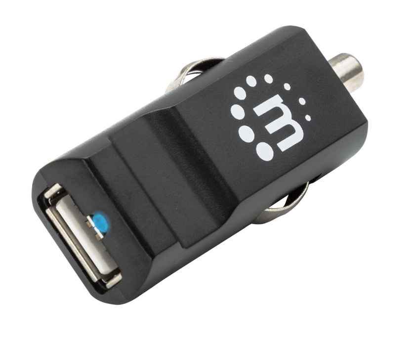 Manhattan Car/Auto Mobile Device Charger (Clearance Pricing), USB-A Output, Charging 2.1A, Surge Protection, Black, Phone Charger, Three Year Warranty, Blister – image 1